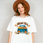 Hello Fall Blue Truck - Fall Unisex Crewneck T-Shirt Sweatshirt Hoodie