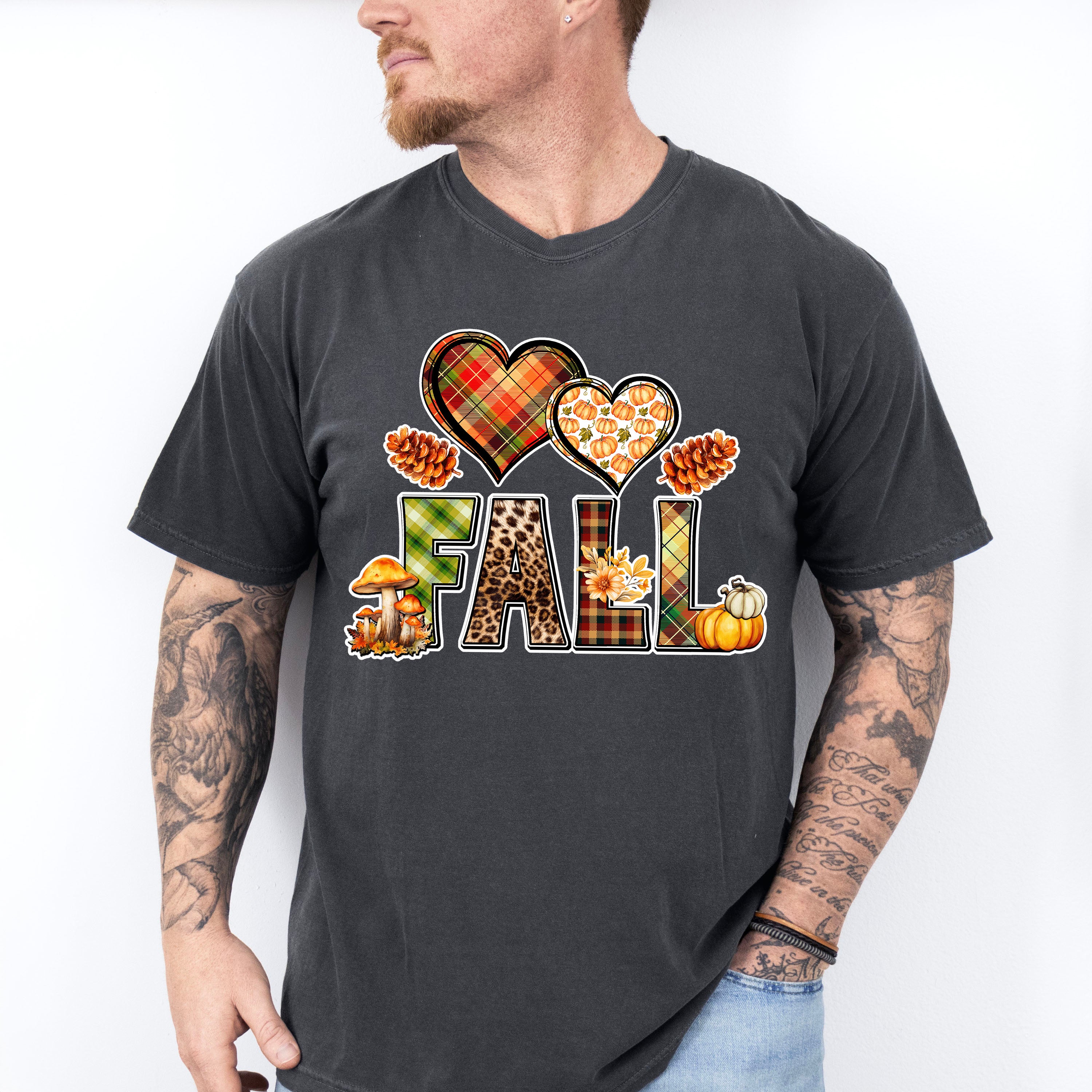 Fall Hearts Pine Cones - Fall Unisex Crewneck T-Shirt Sweatshirt Hoodie