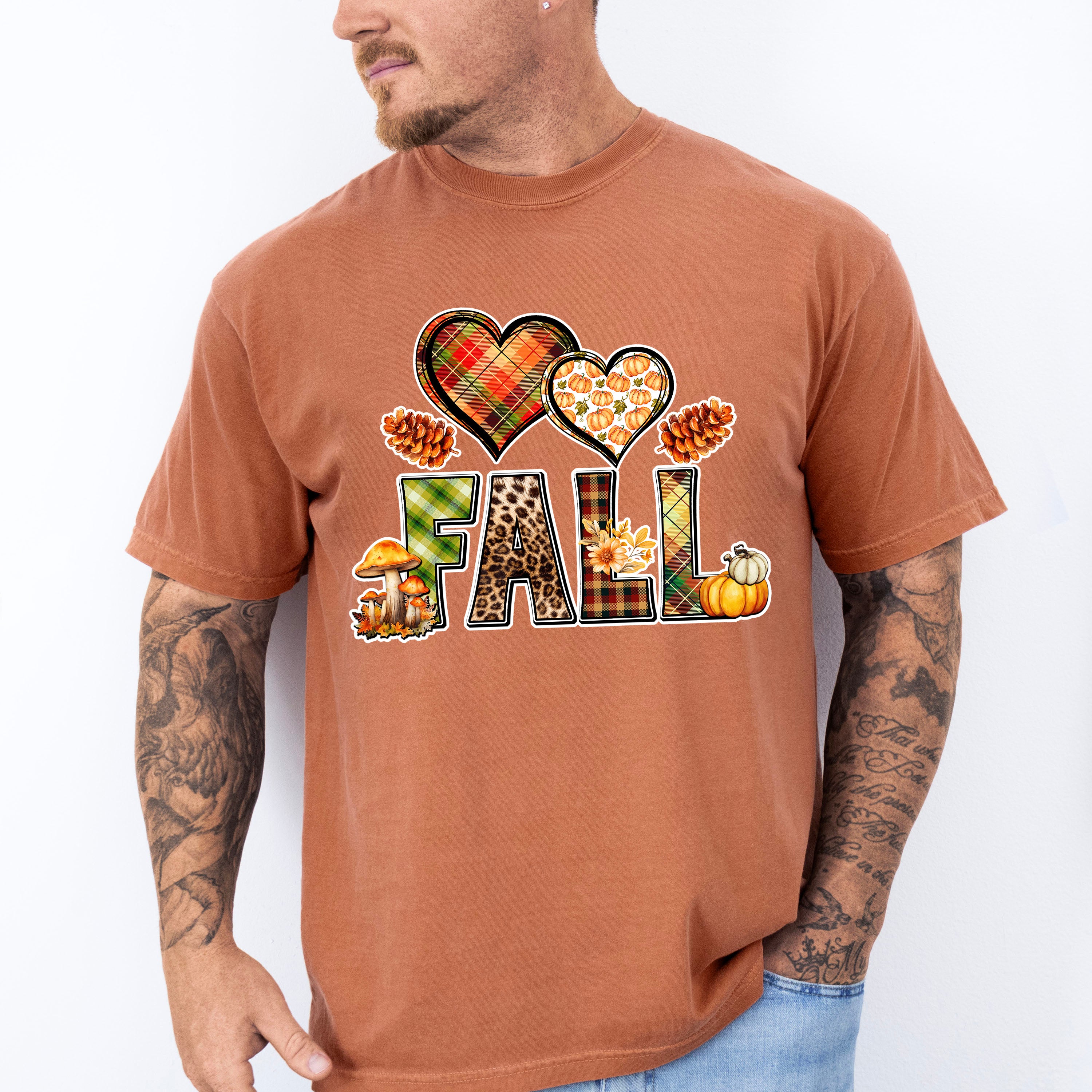 Fall Hearts Pine Cones - Fall Unisex Crewneck T-Shirt Sweatshirt Hoodie