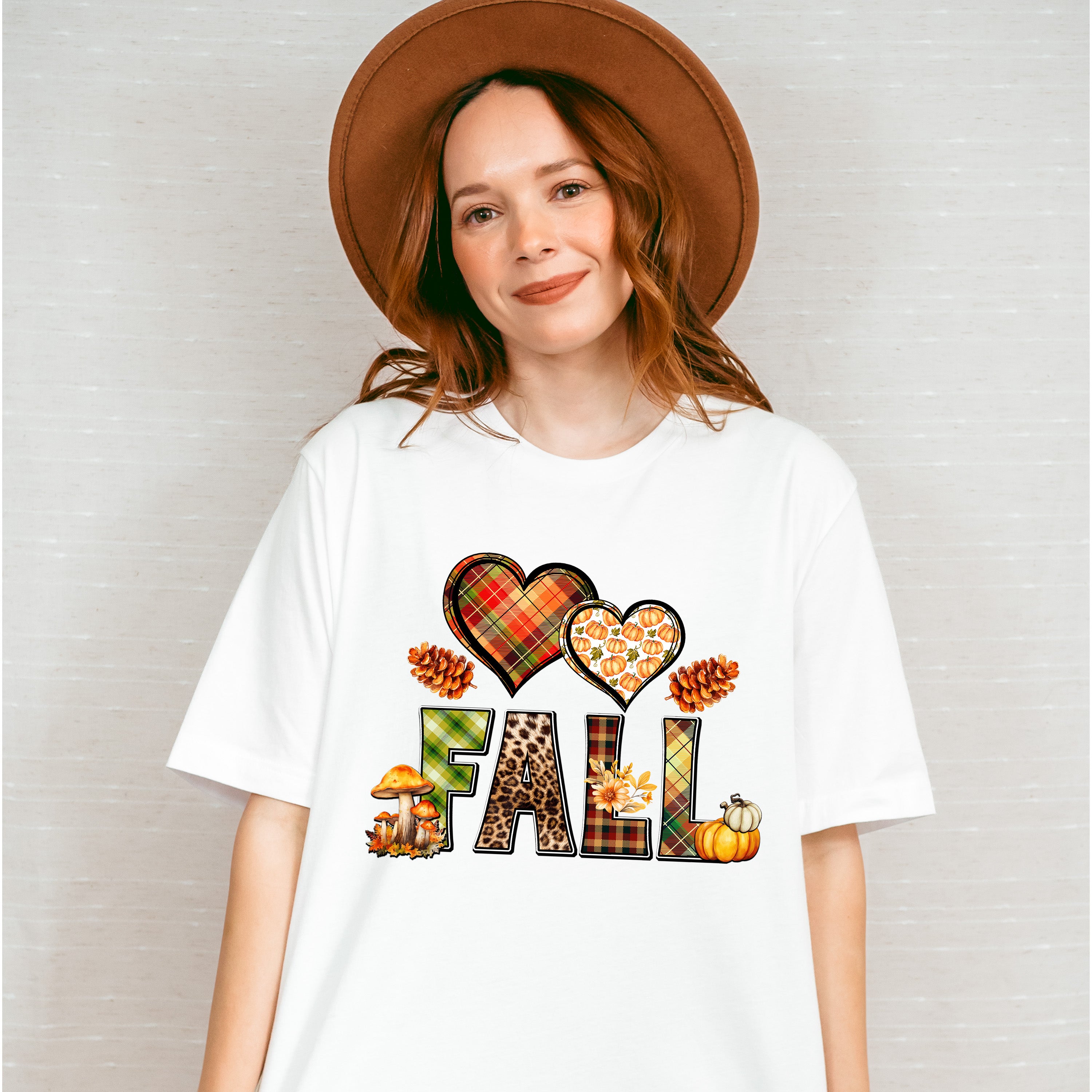 Fall Hearts Pine Cones - Fall Unisex Crewneck T-Shirt Sweatshirt Hoodie
