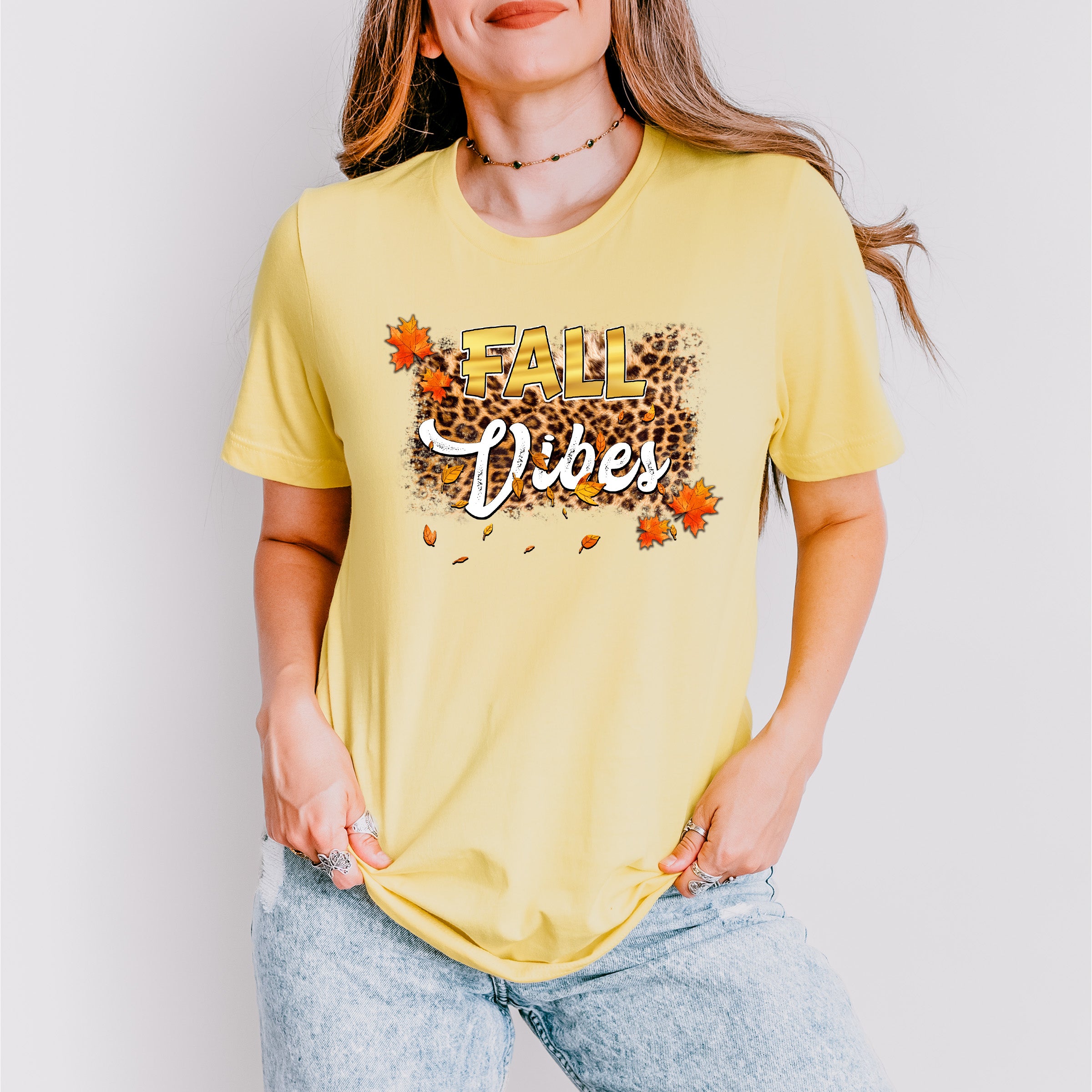 Fall Vibes Orange Leaves - Fall Unisex Crewneck T-Shirt Sweatshirt Hoodie