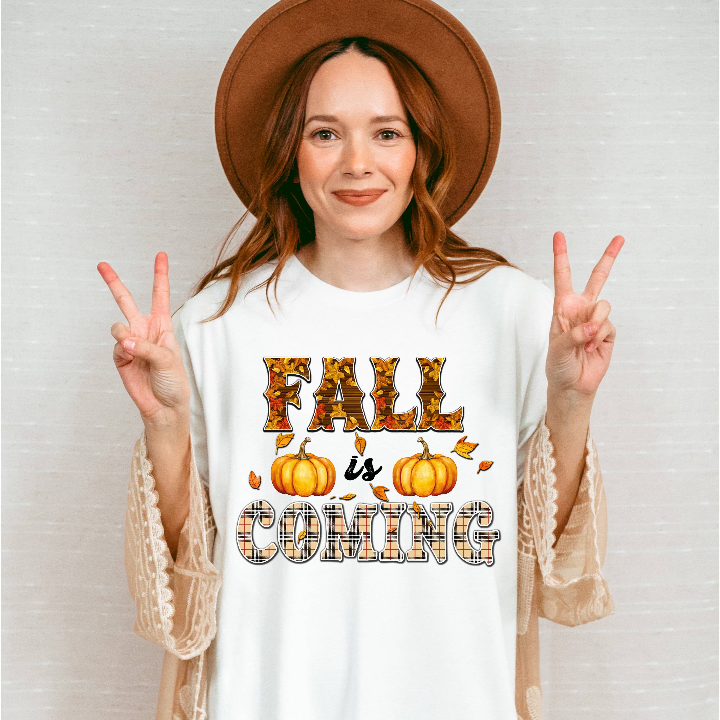 Fall Is Coming Tartan Design - Fall Unisex Crewneck T-Shirt Sweatshirt Hoodie
