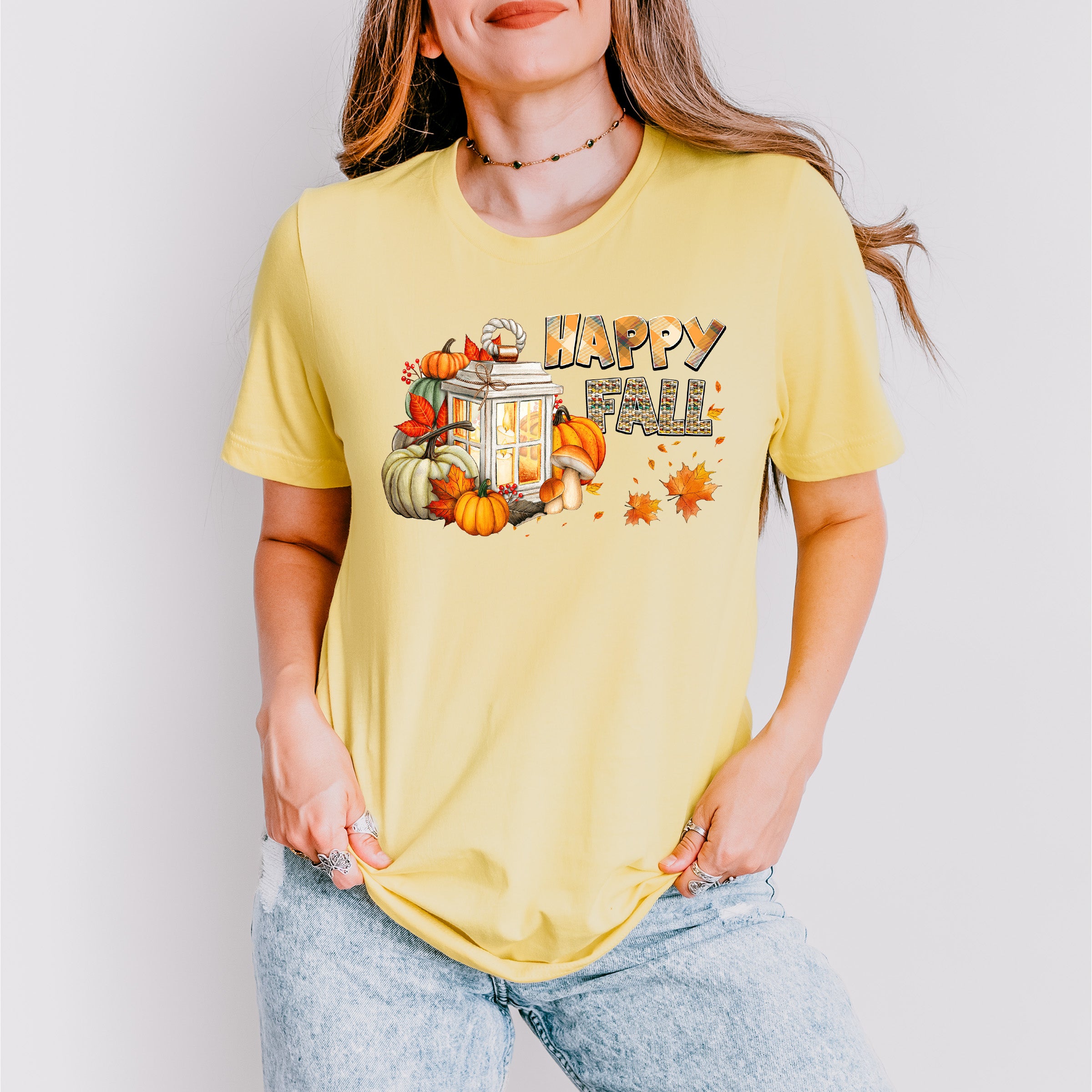 Happy Fall Lantern Design - Fall Unisex Crewneck T-Shirt Sweatshirt Hoodie