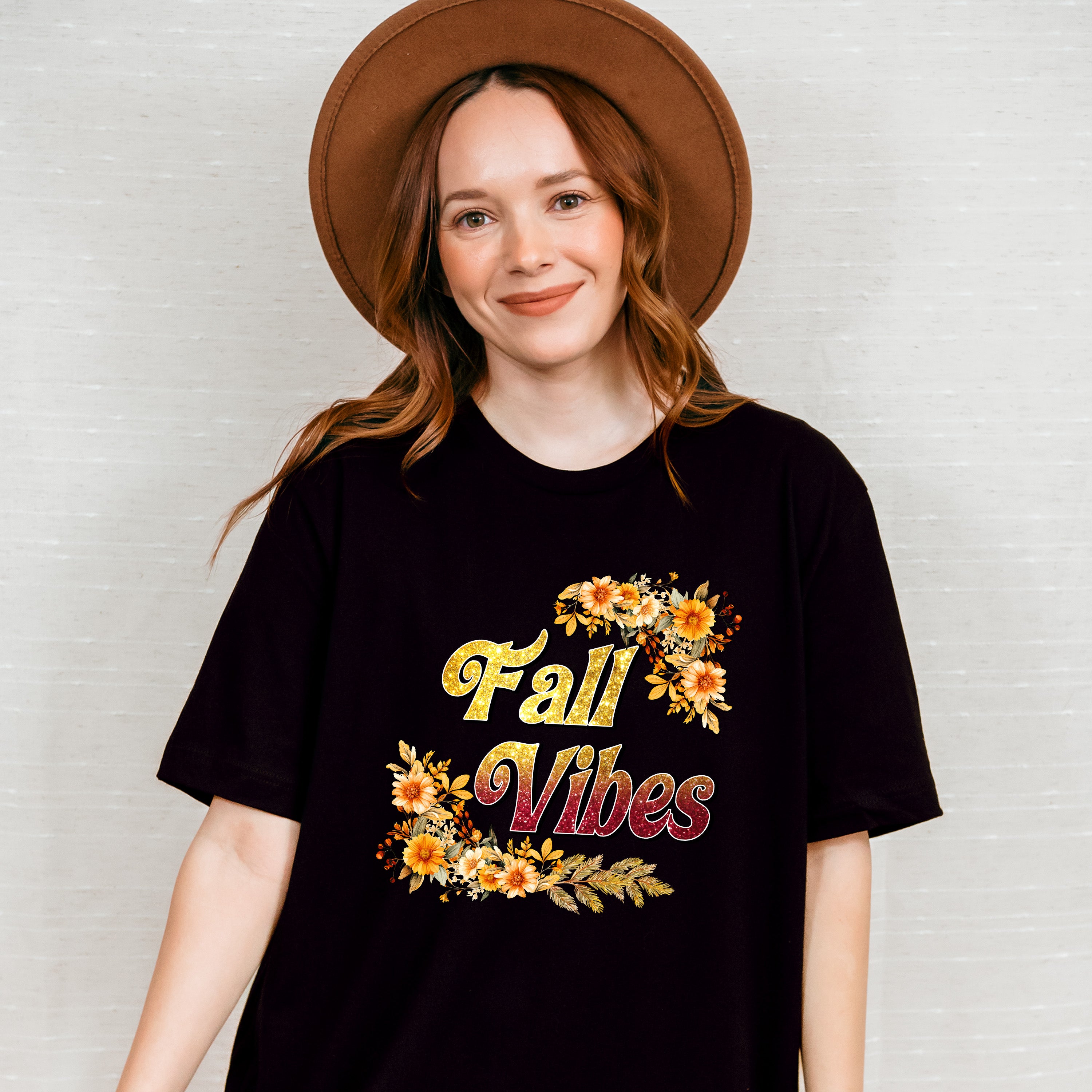 Fall Vibes Orange Flowers - Fall Unisex Crewneck T-Shirt Sweatshirt Hoodie