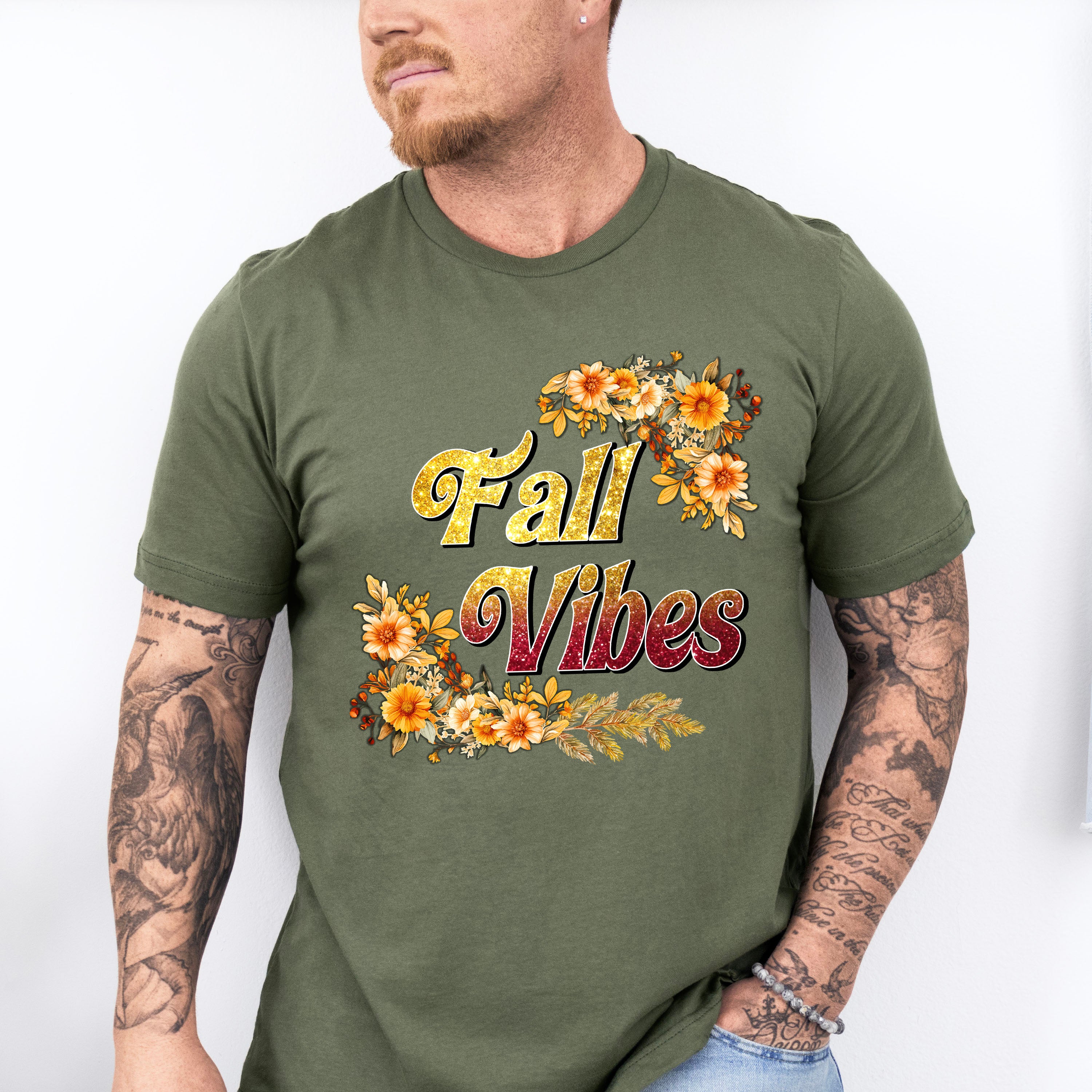Fall Vibes Orange Flowers - Fall Unisex Crewneck T-Shirt Sweatshirt Hoodie