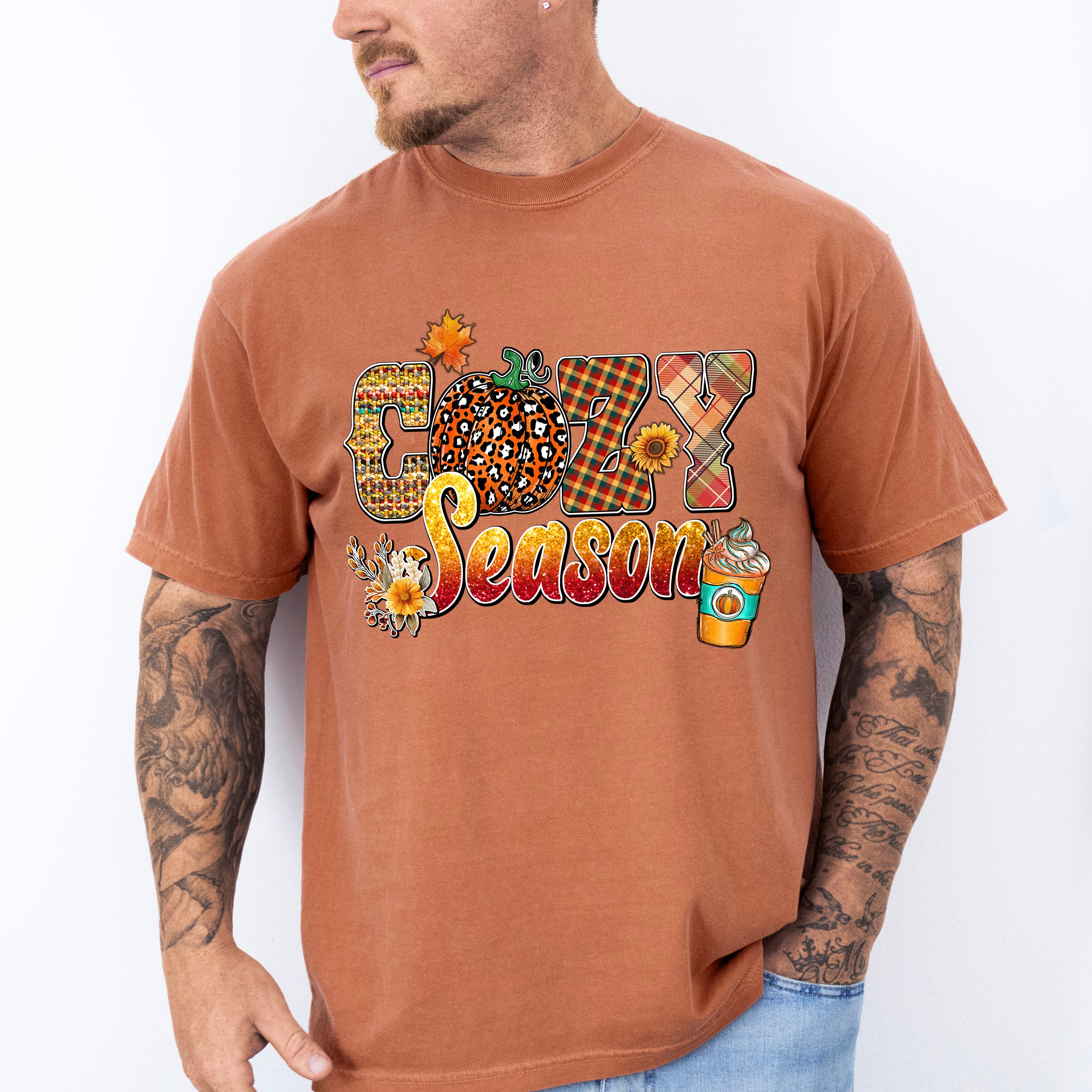 Cozy Season Pumpkin Drink Orange - Fall Unisex Crewneck T-Shirt Sweatshirt Hoodie