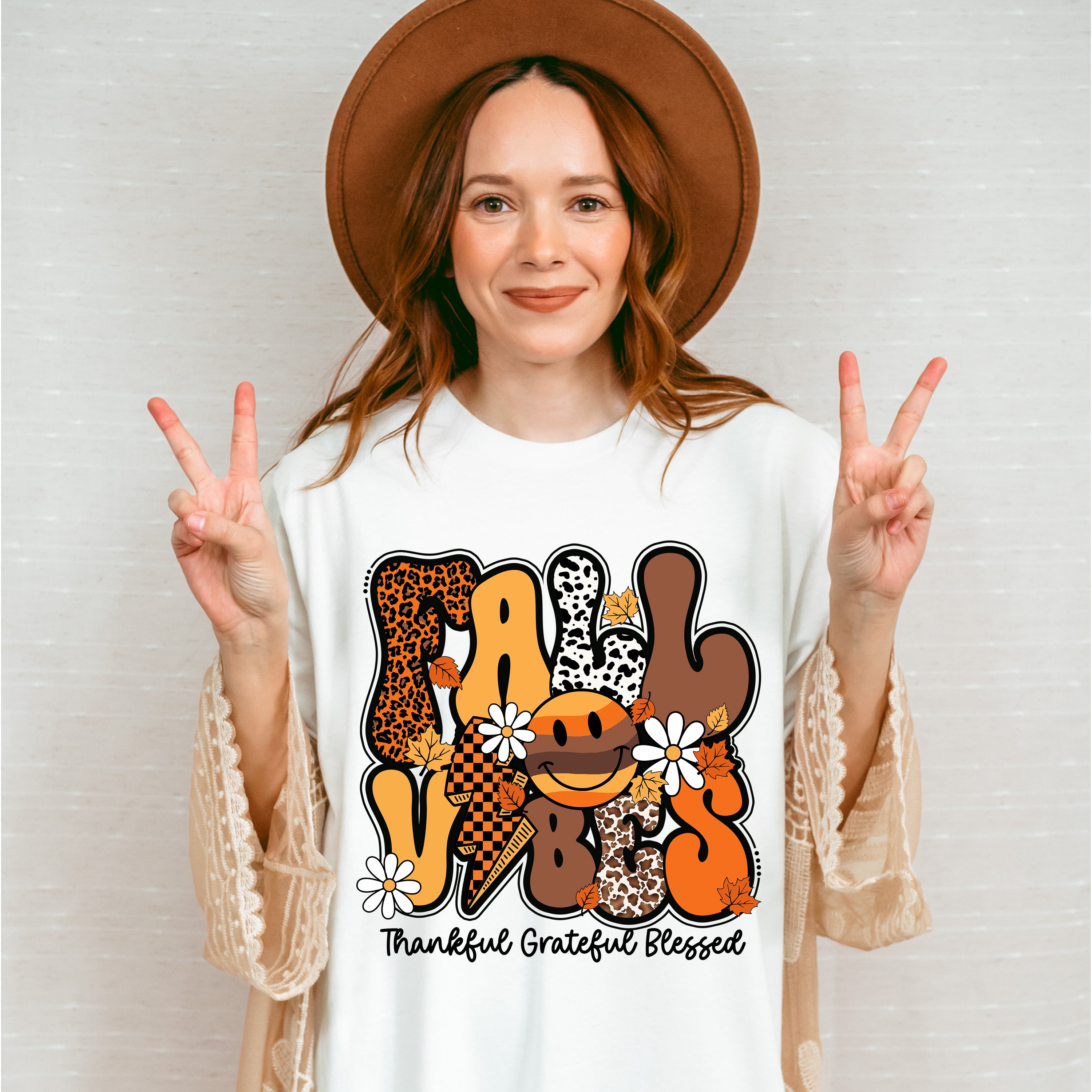 Fall Vibes Thankful Grateful Blessed - Fall Unisex Crewneck T-Shirt Sweatshirt Hoodie