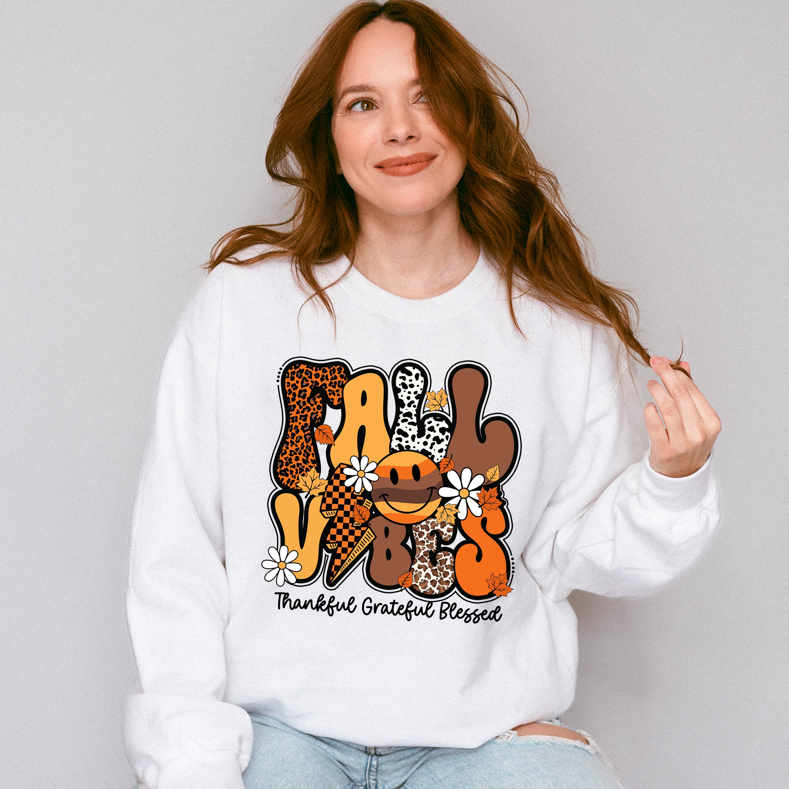 Fall Vibes Thankful Grateful Blessed - Fall Unisex Crewneck T-Shirt Sweatshirt Hoodie