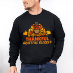 Thankful Grateful Blessed Turkey - Thanksgiving Unisex Crewneck T-Shirt Sweatshirt Hoodie