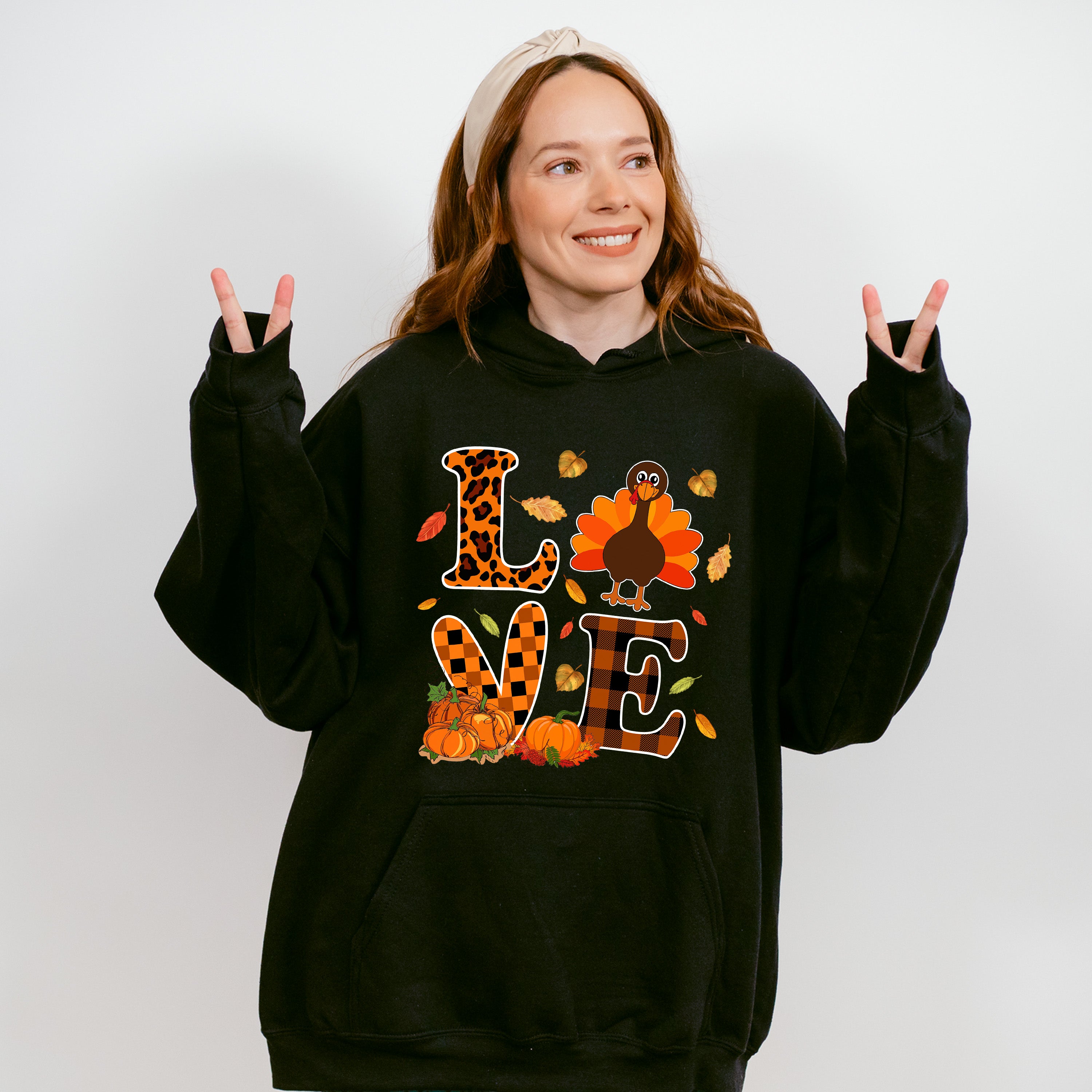 Love Turkey Orange Design - Thanksgiving Unisex Crewneck T-Shirt Sweatshirt Hoodie