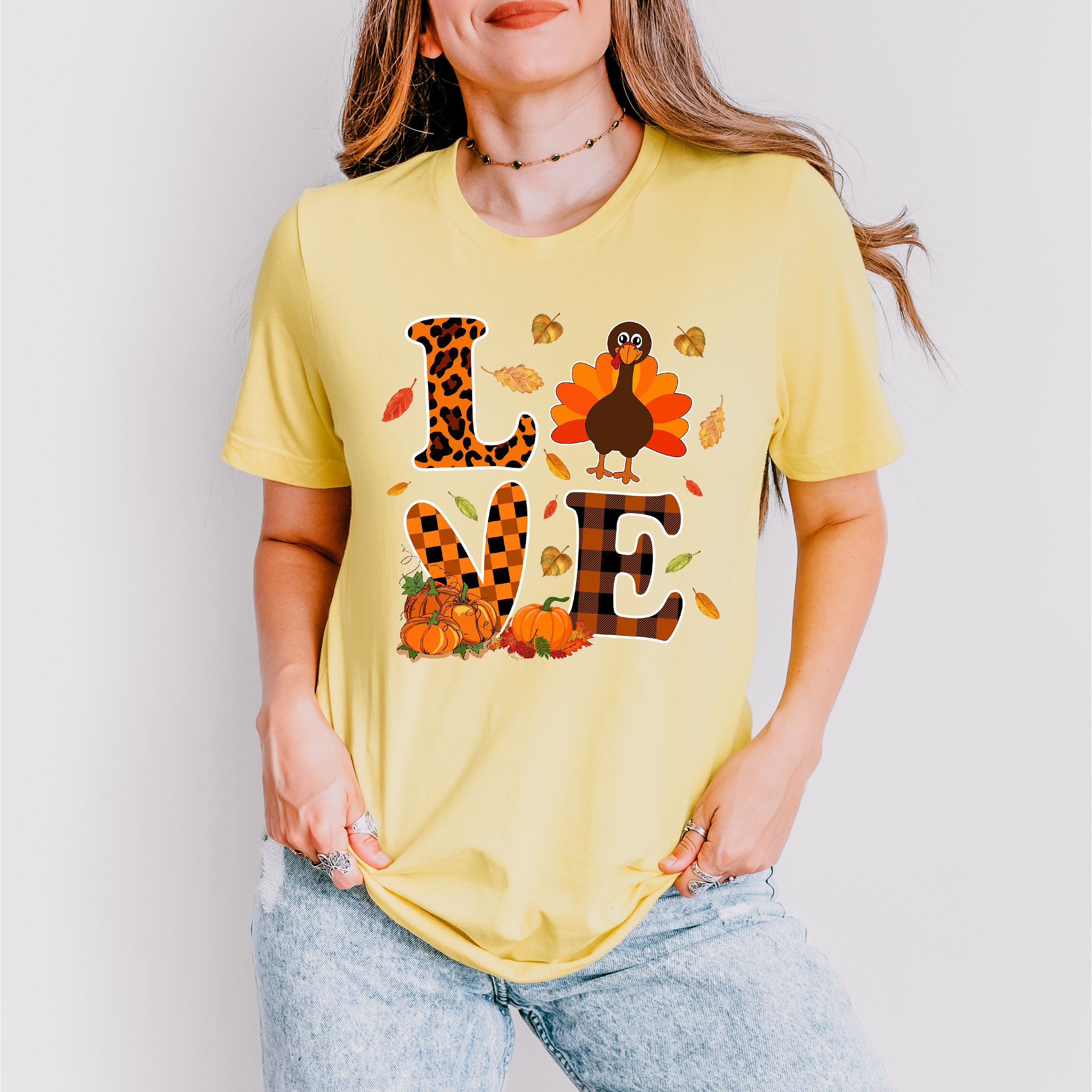 Love Turkey Orange Design - Thanksgiving Unisex Crewneck T-Shirt Sweatshirt Hoodie