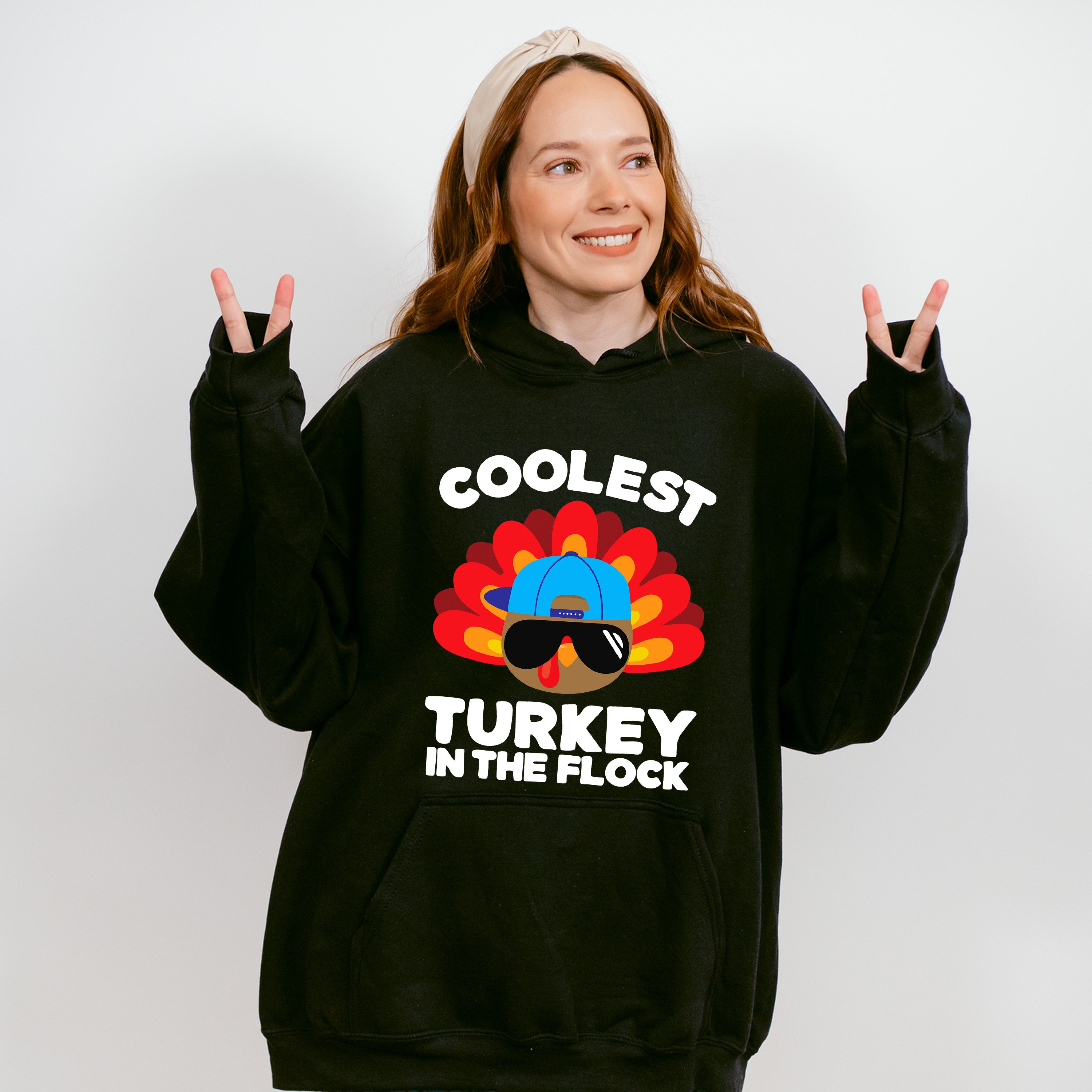 Coolest Turkey In The Flock - Thanksgiving Unisex Crewneck T-Shirt Sweatshirt Hoodie