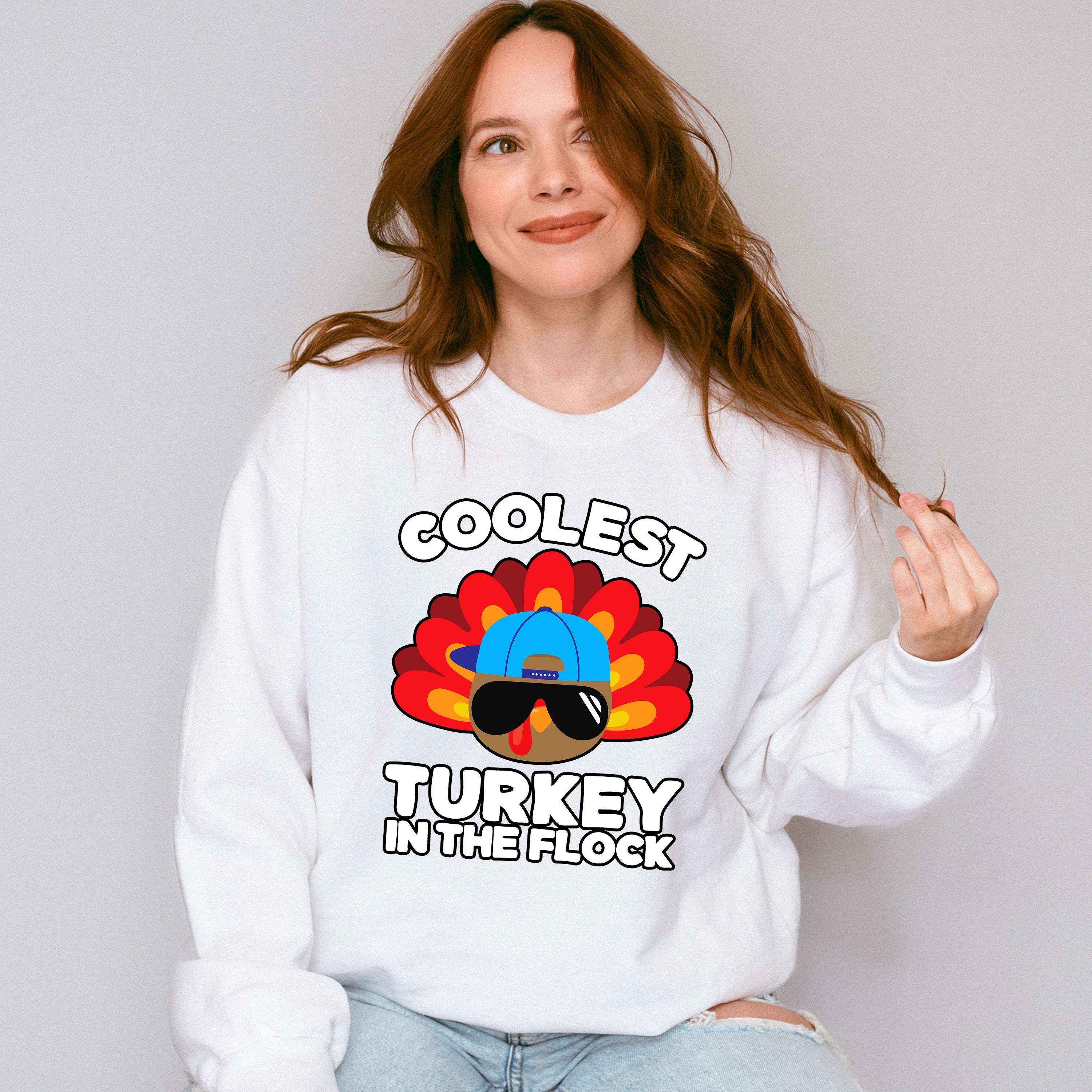Coolest Turkey In The Flock - Thanksgiving Unisex Crewneck T-Shirt Sweatshirt Hoodie