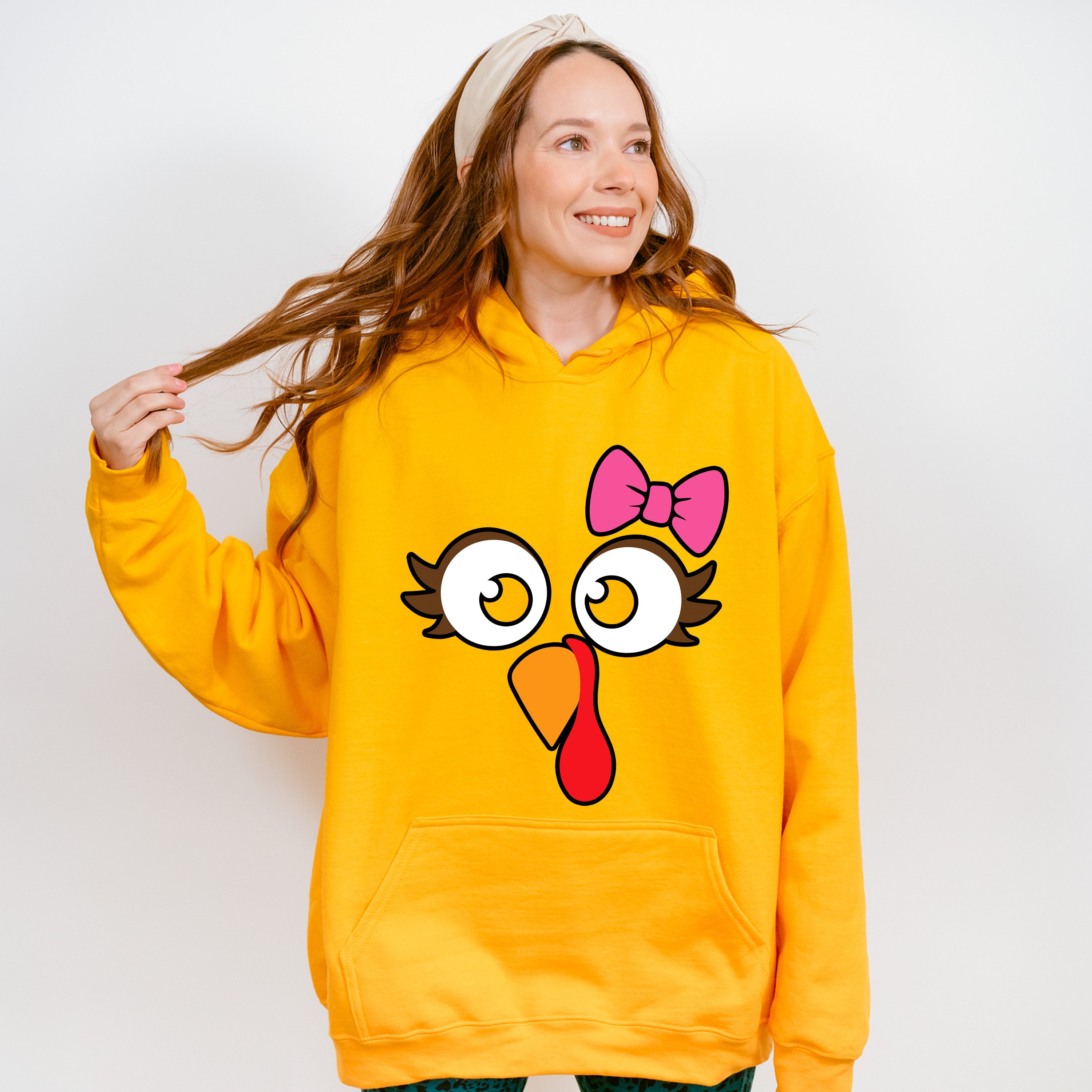 Turkey Pink Ribbon Cute Design - Thanksgiving Unisex Crewneck T-Shirt Sweatshirt Hoodie