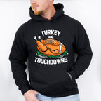 Turkey And Touchdowns - Thanksgiving Unisex Crewneck T-Shirt Sweatshirt Hoodie