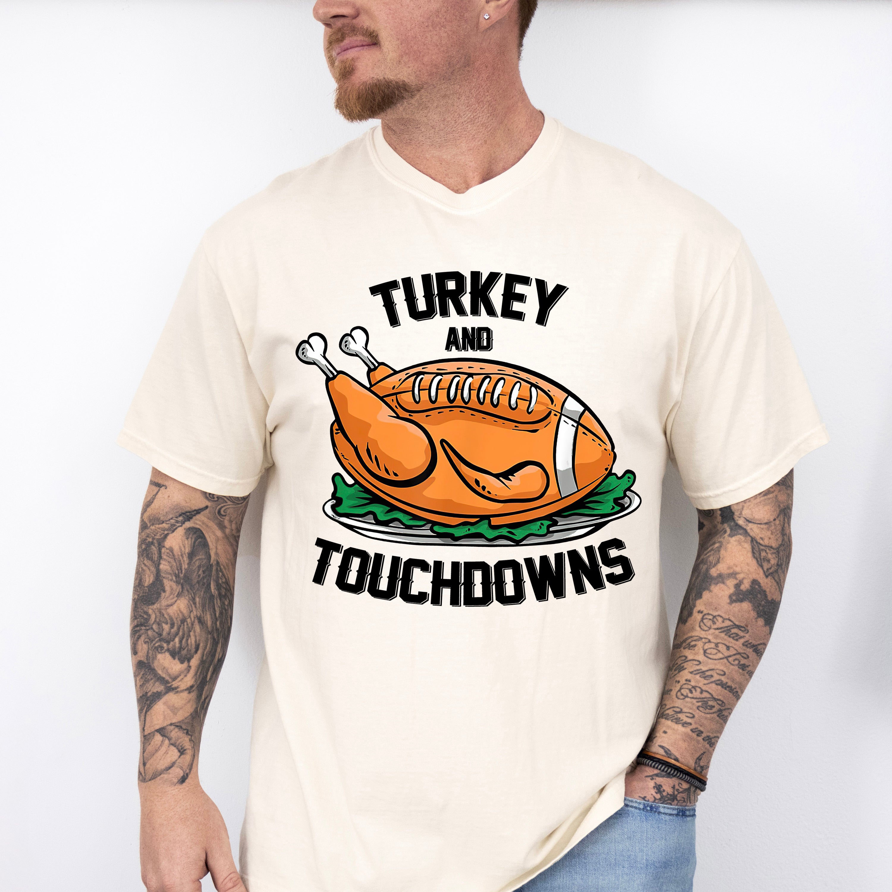 Turkey And Touchdowns - Thanksgiving Unisex Crewneck T-Shirt Sweatshirt Hoodie