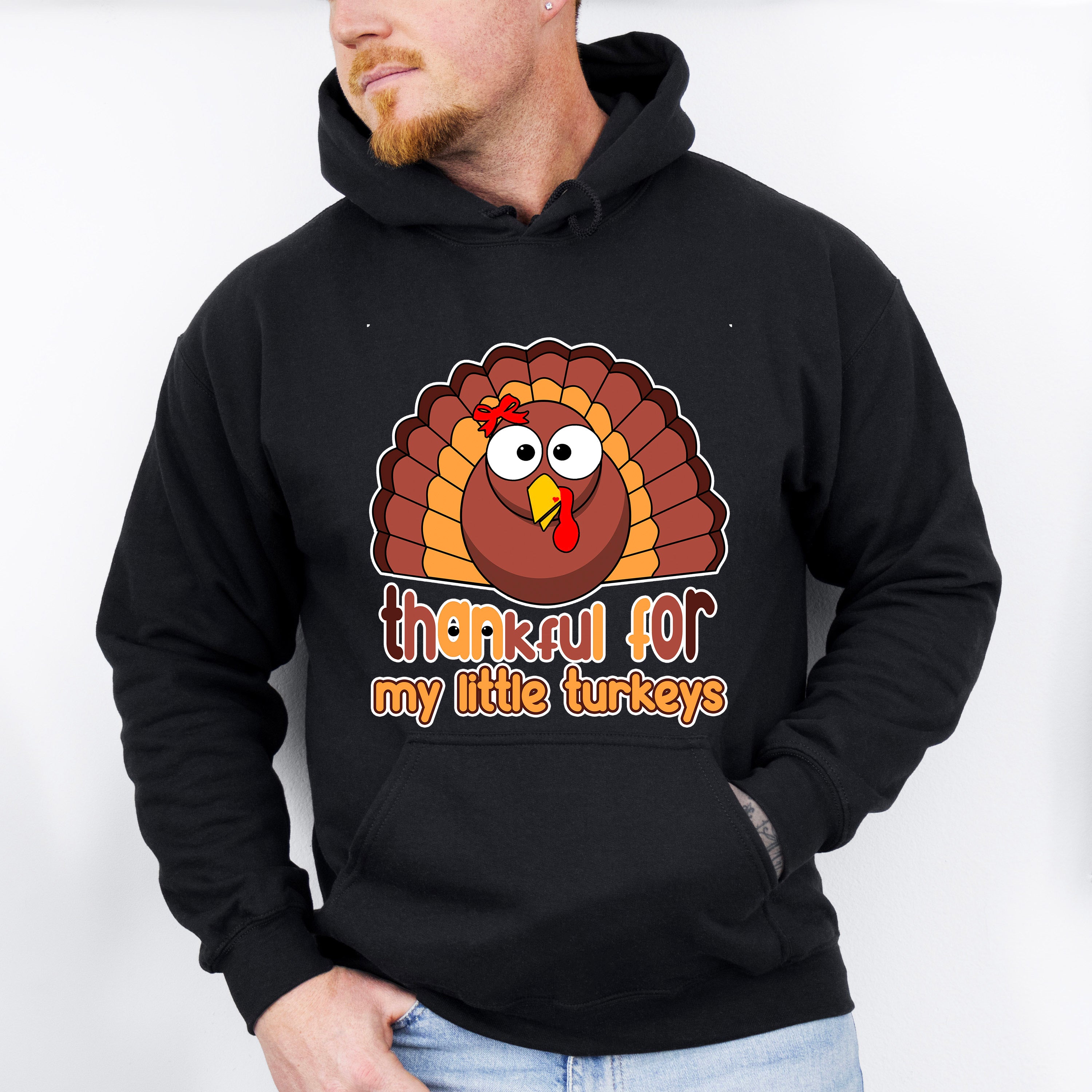 Thankful For My Turkeys Red Ribbon - Thanksgiving Unisex Crewneck T-Shirt Sweatshirt Hoodie
