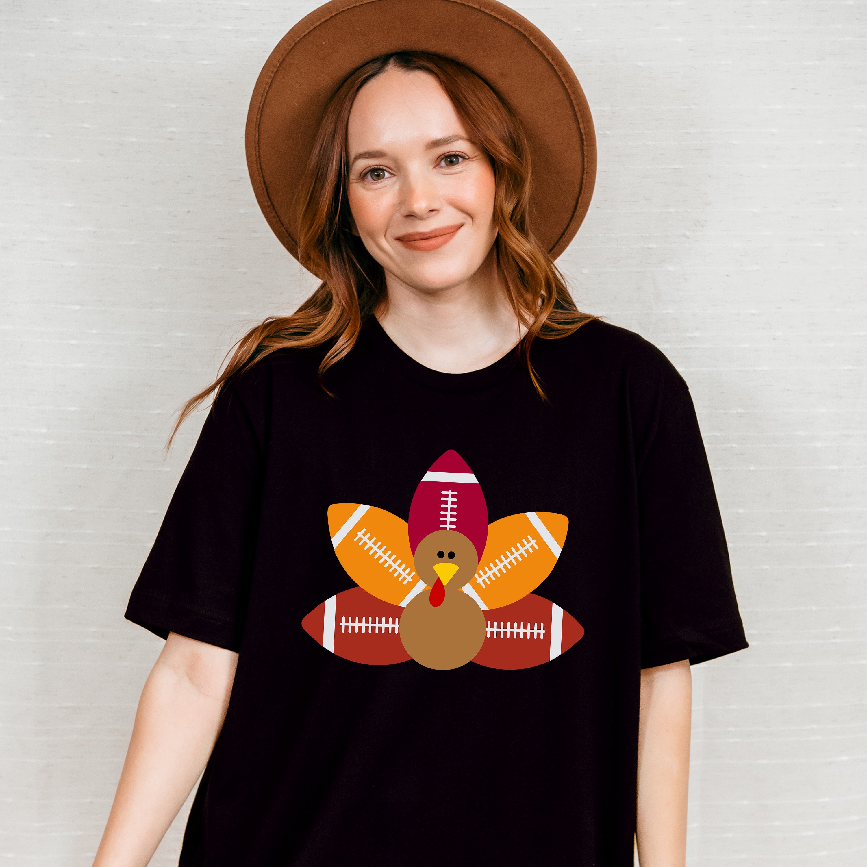 Turkey Football Yellow And Brown - Thanksgiving Unisex Crewneck T-Shirt Sweatshirt Hoodie