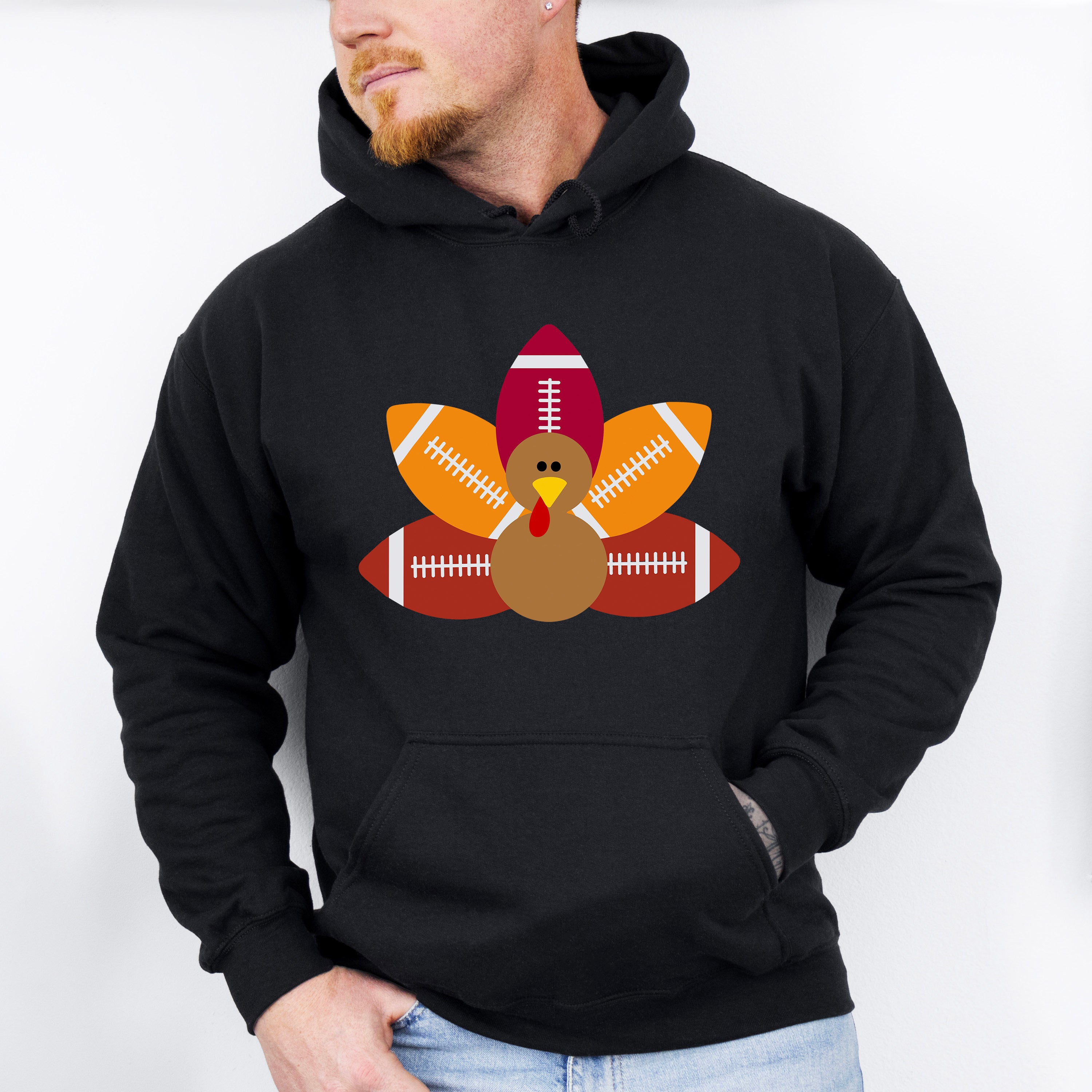 Turkey Football Yellow And Brown - Thanksgiving Unisex Crewneck T-Shirt Sweatshirt Hoodie