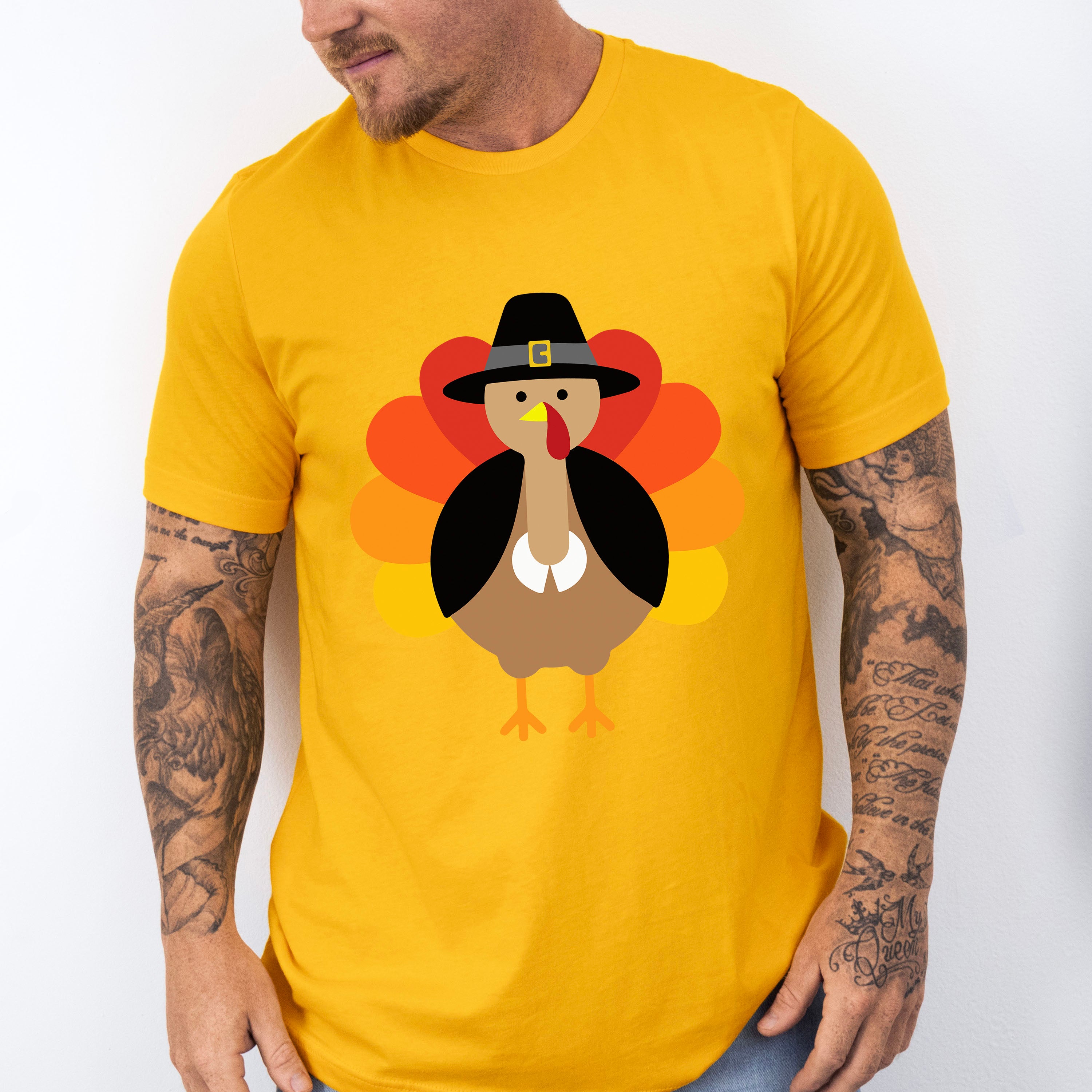 Turkey Fedora Gradient Design - Thanksgiving Unisex Crewneck T-Shirt Sweatshirt Hoodie