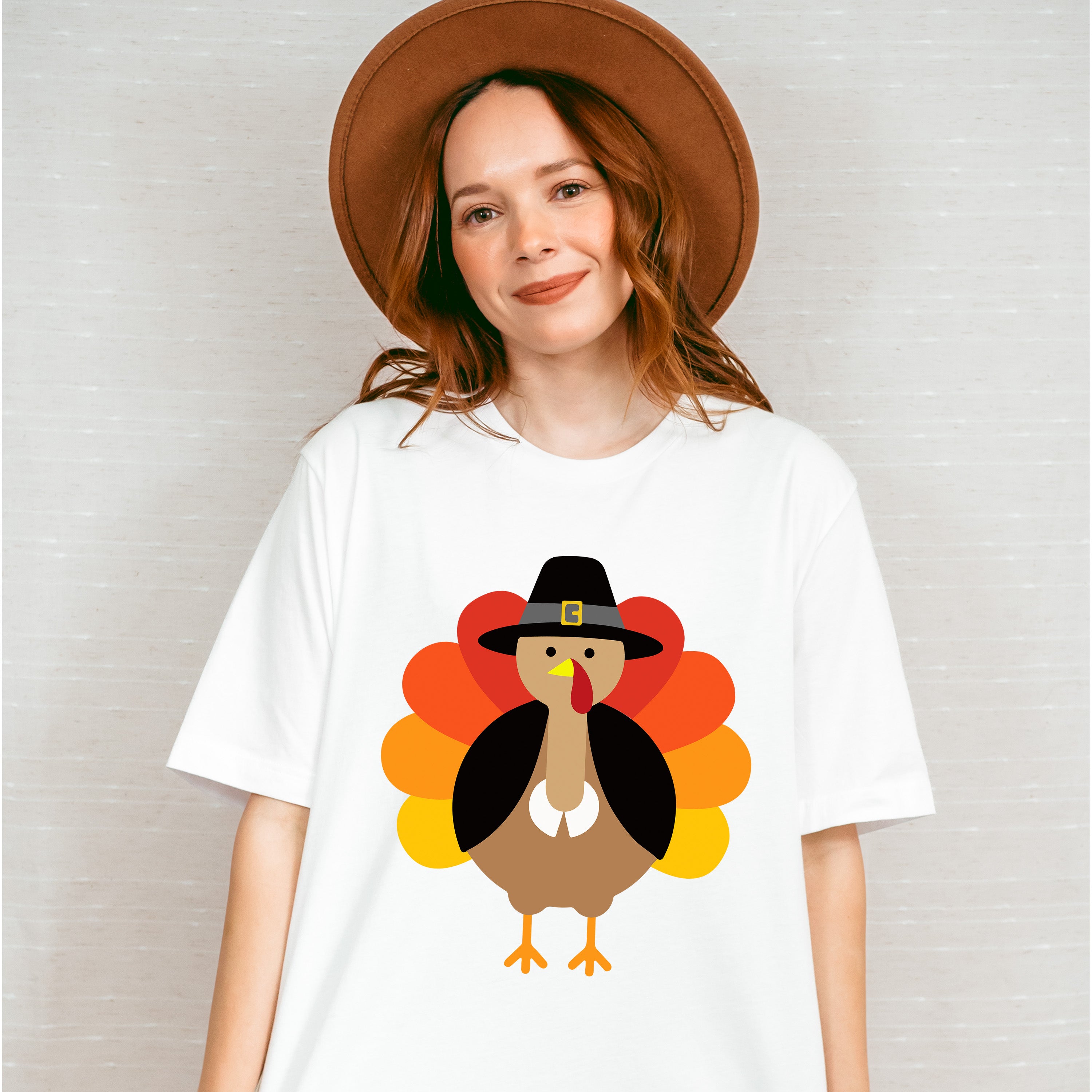 Turkey Fedora Gradient Design - Thanksgiving Unisex Crewneck T-Shirt Sweatshirt Hoodie