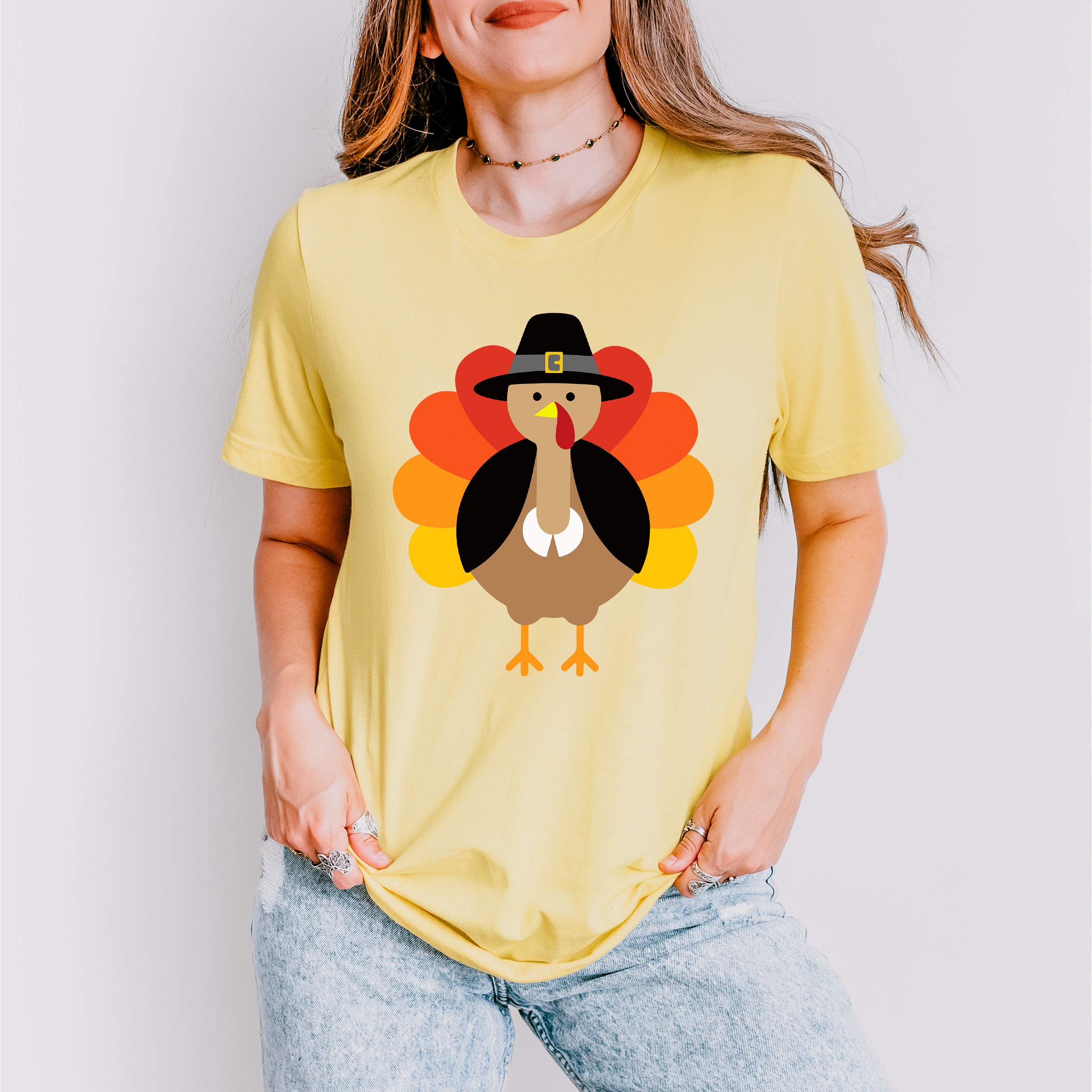 Turkey Fedora Gradient Design - Thanksgiving Unisex Crewneck T-Shirt Sweatshirt Hoodie