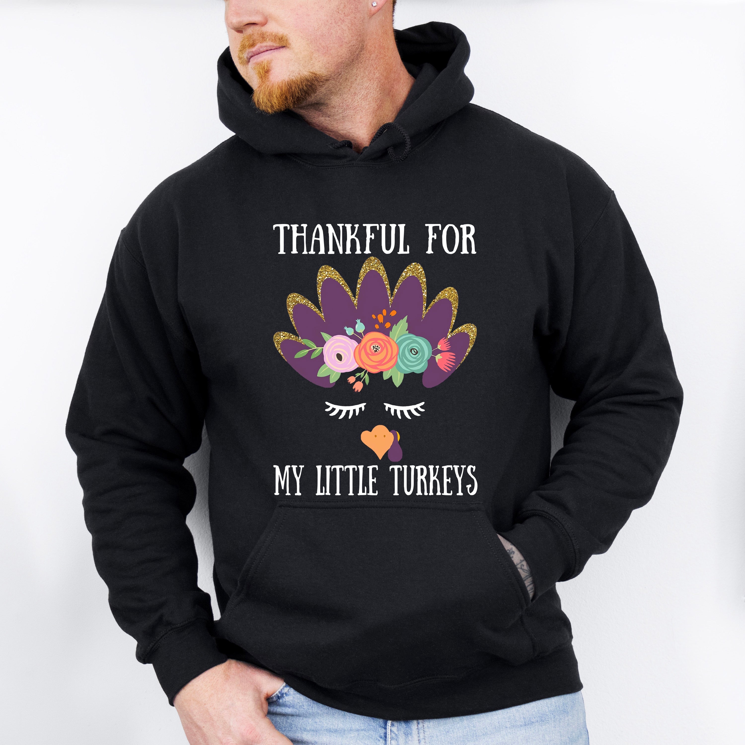 Thankful For My Turkeys Purple - Thanksgiving Unisex Crewneck T-Shirt Sweatshirt Hoodie