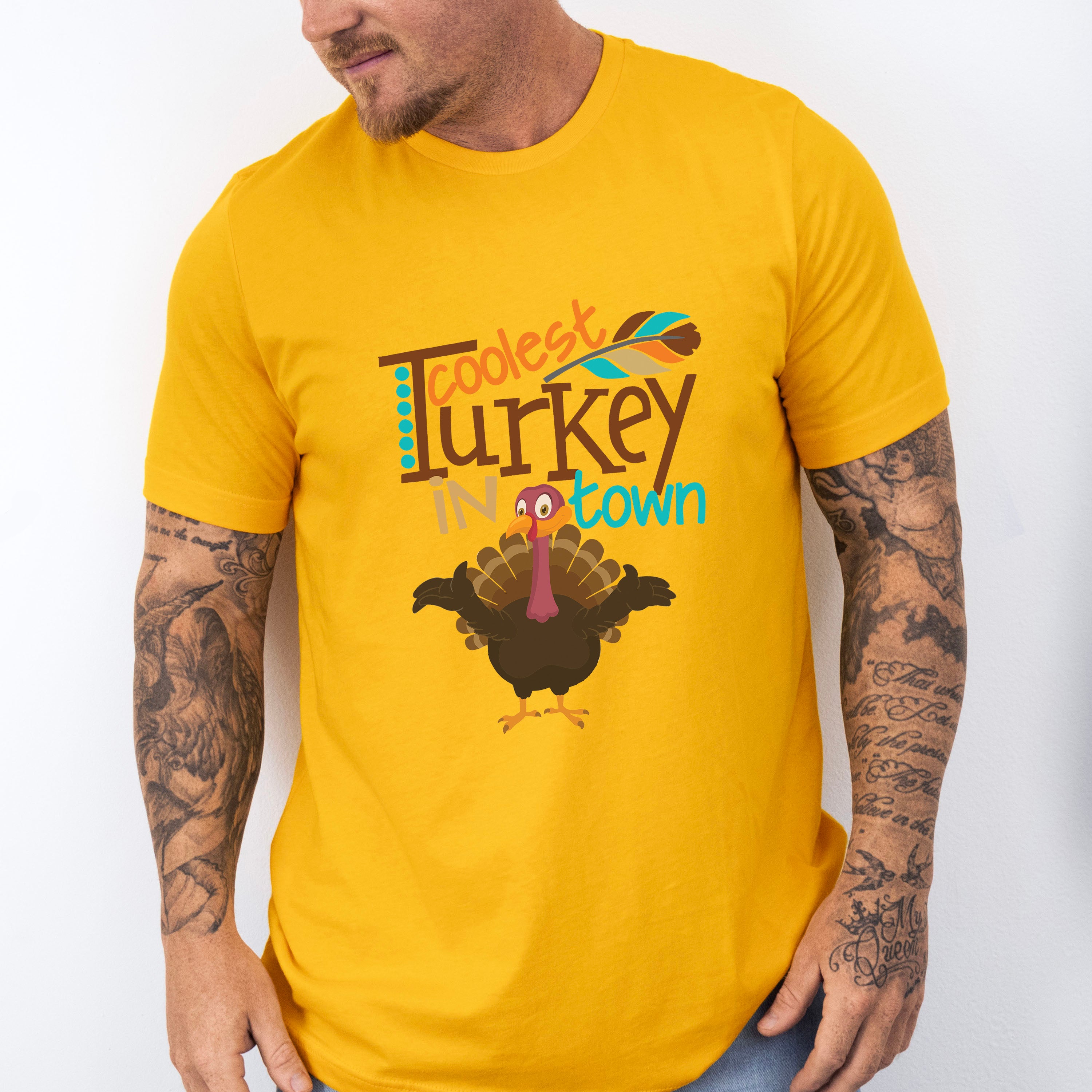 Coolest Turkey Feather - Thanksgiving Unisex Crewneck T-Shirt Sweatshirt Hoodie