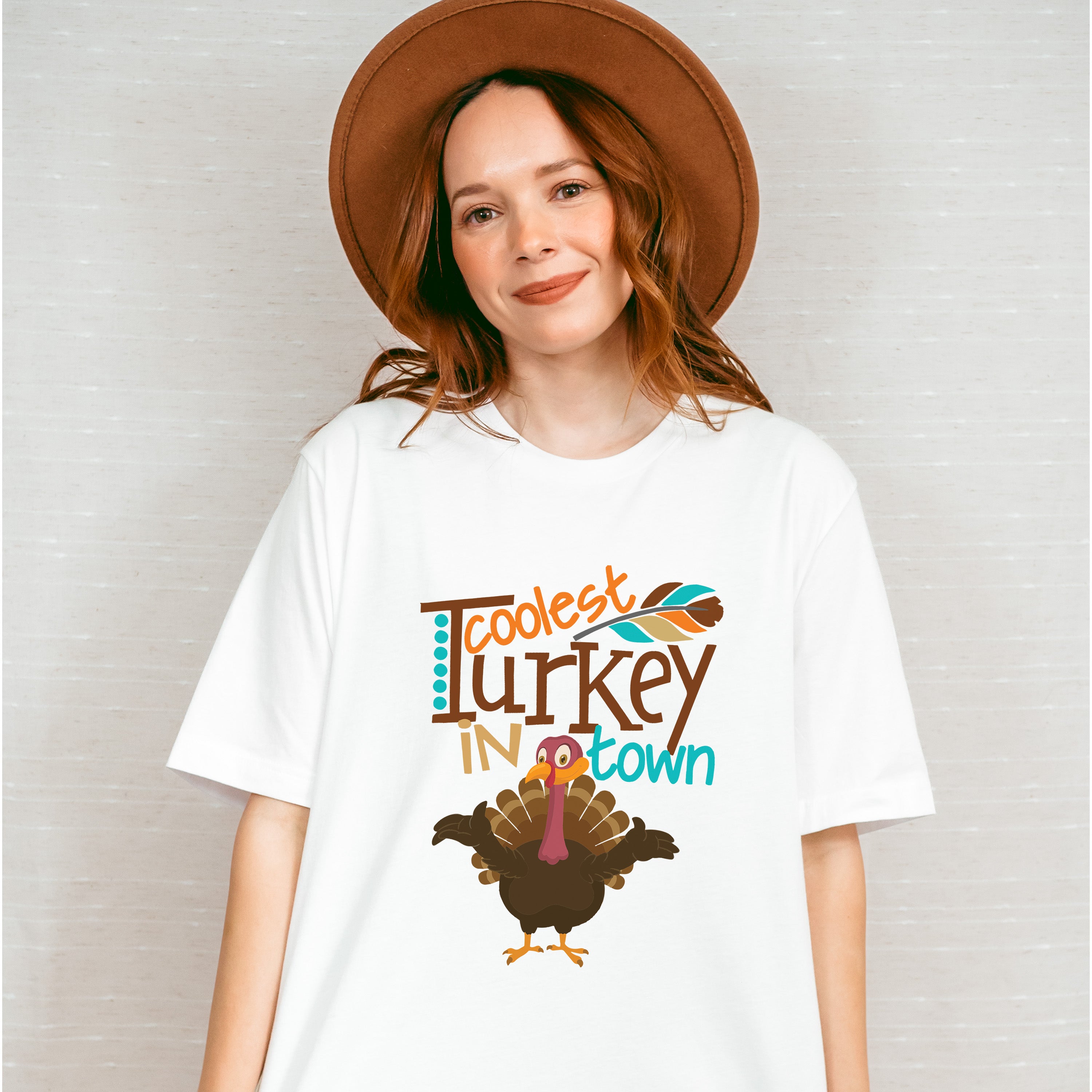 Coolest Turkey Feather - Thanksgiving Unisex Crewneck T-Shirt Sweatshirt Hoodie