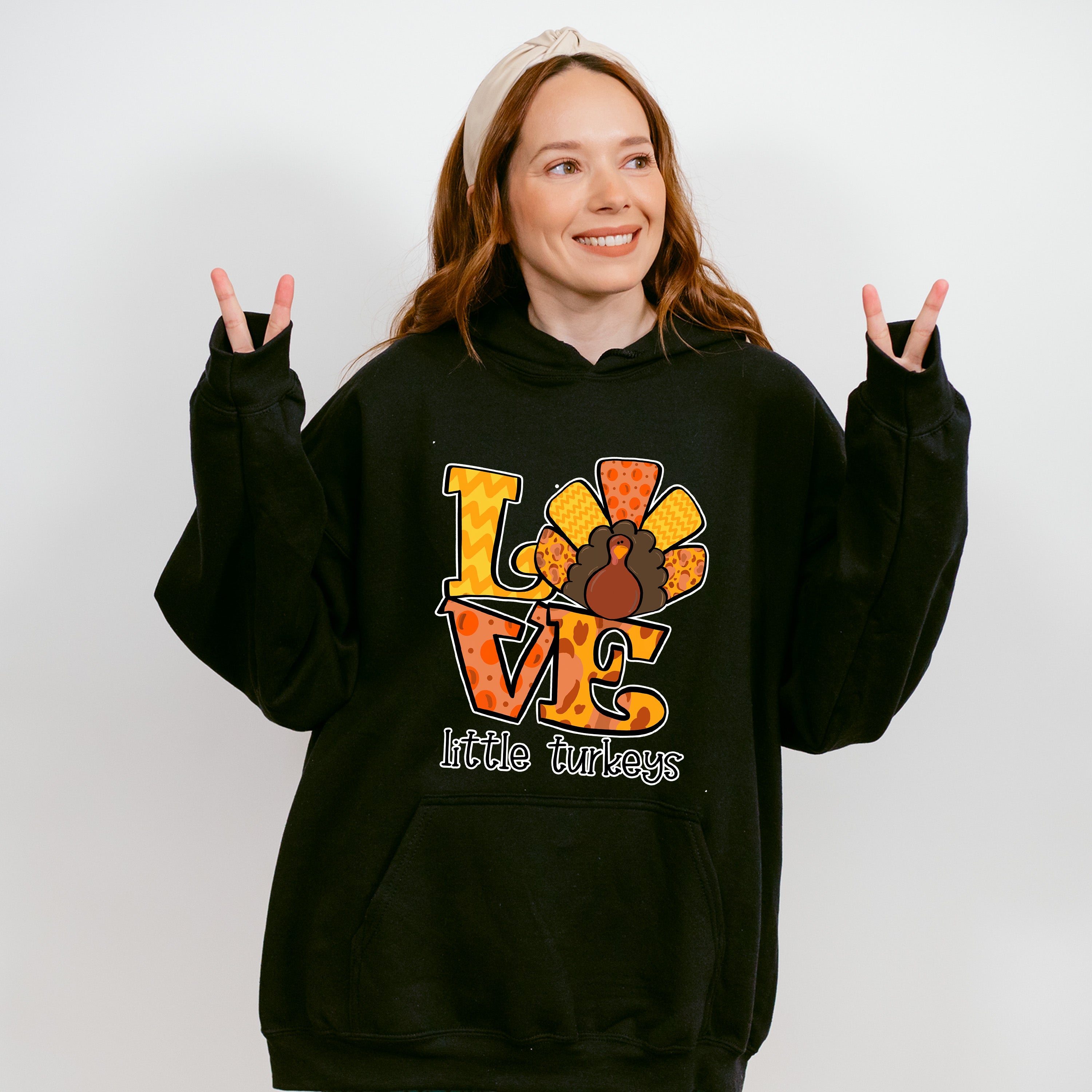 Love Little Turkeys Yellow And Orange - Thanksgiving Unisex Crewneck T-Shirt Sweatshirt Hoodie
