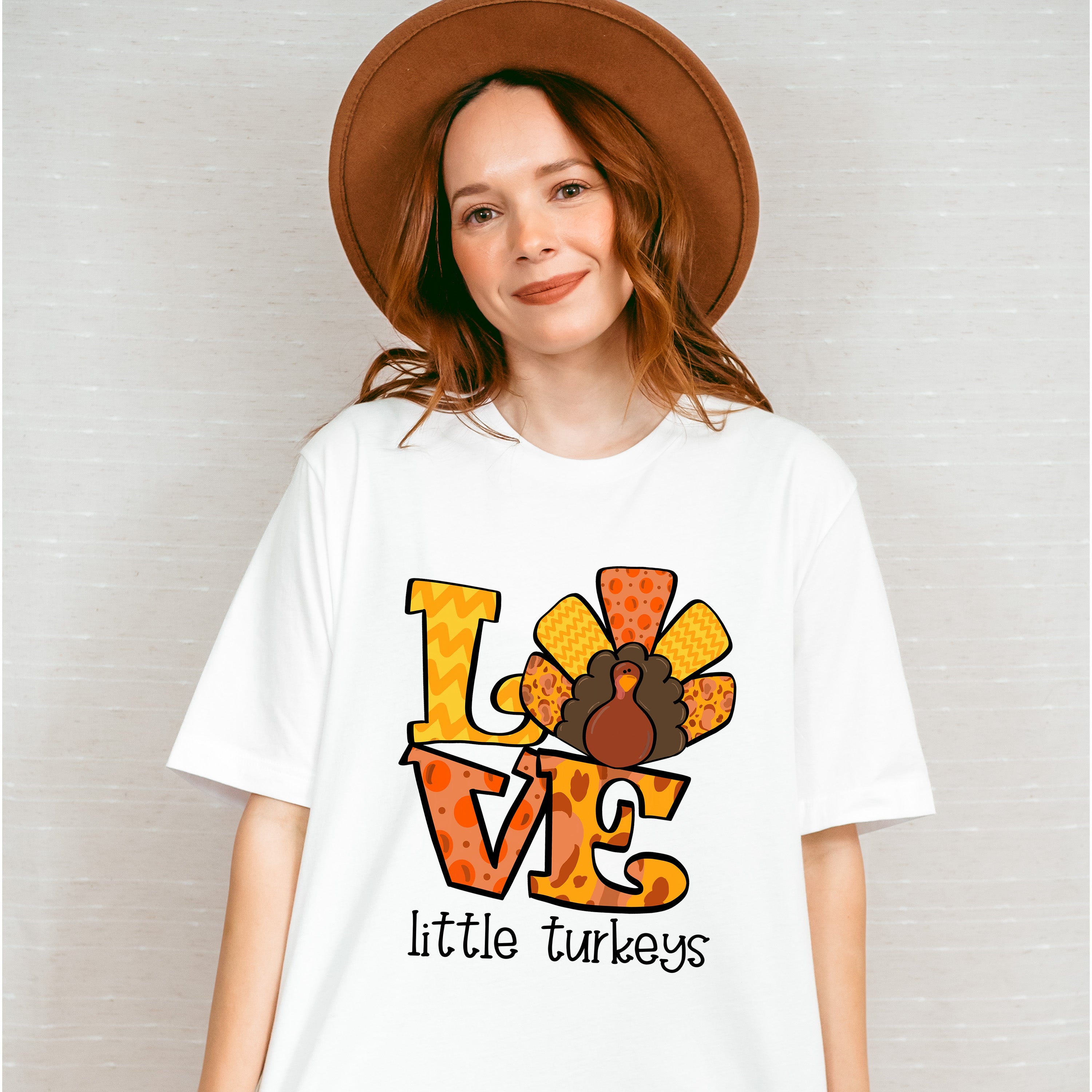 Love Little Turkeys Yellow And Orange - Thanksgiving Unisex Crewneck T-Shirt Sweatshirt Hoodie