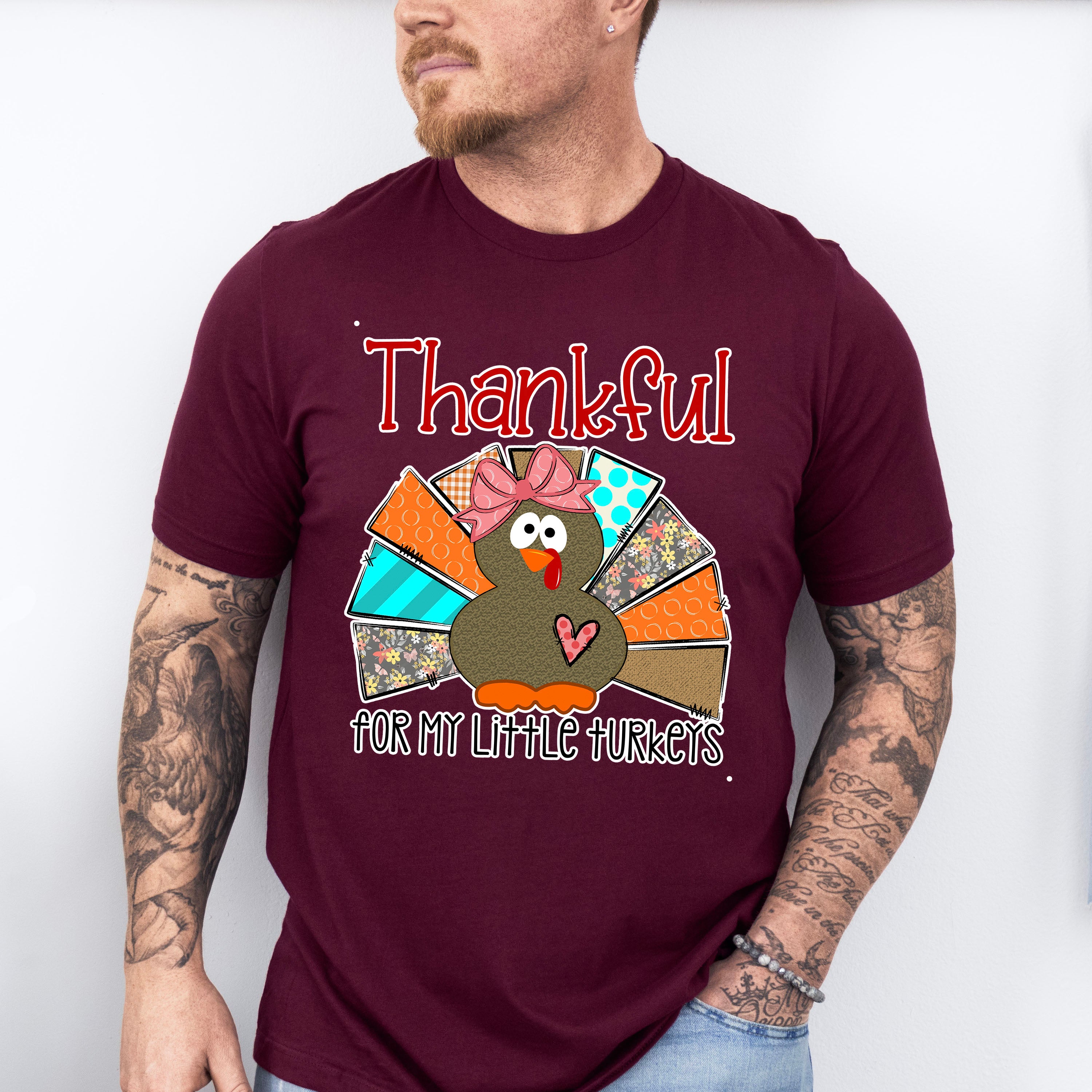 Thankful For My Little Turkeys Heart - Thanksgiving Unisex Crewneck T-Shirt Sweatshirt Hoodie