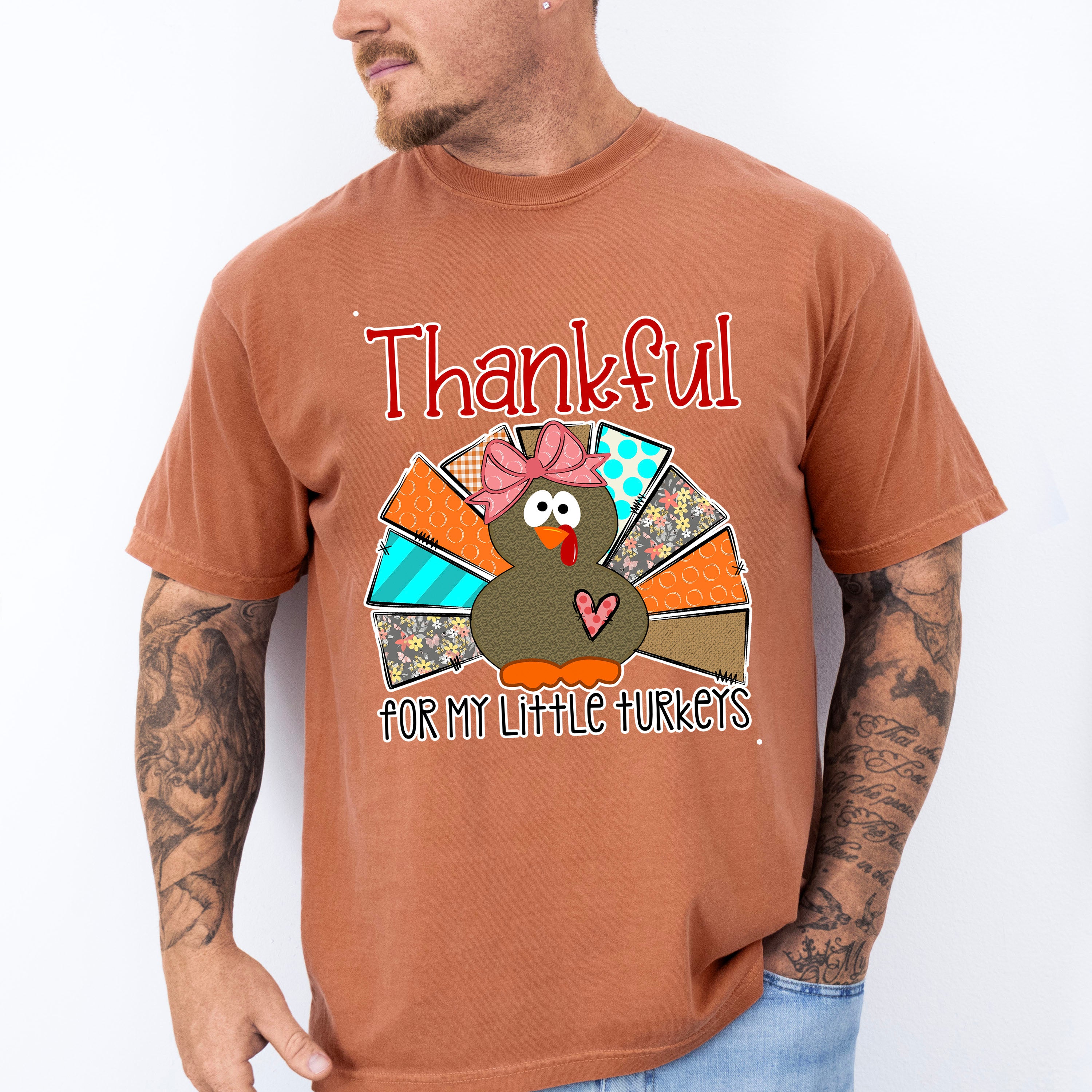 Thankful For My Little Turkeys Heart - Thanksgiving Unisex Crewneck T-Shirt Sweatshirt Hoodie