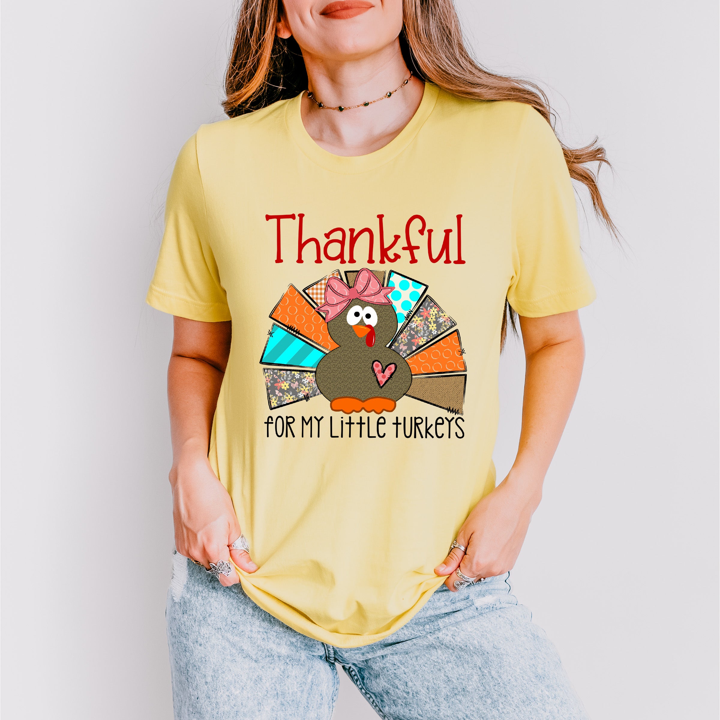 Thankful For My Little Turkeys Heart - Thanksgiving Unisex Crewneck T-Shirt Sweatshirt Hoodie