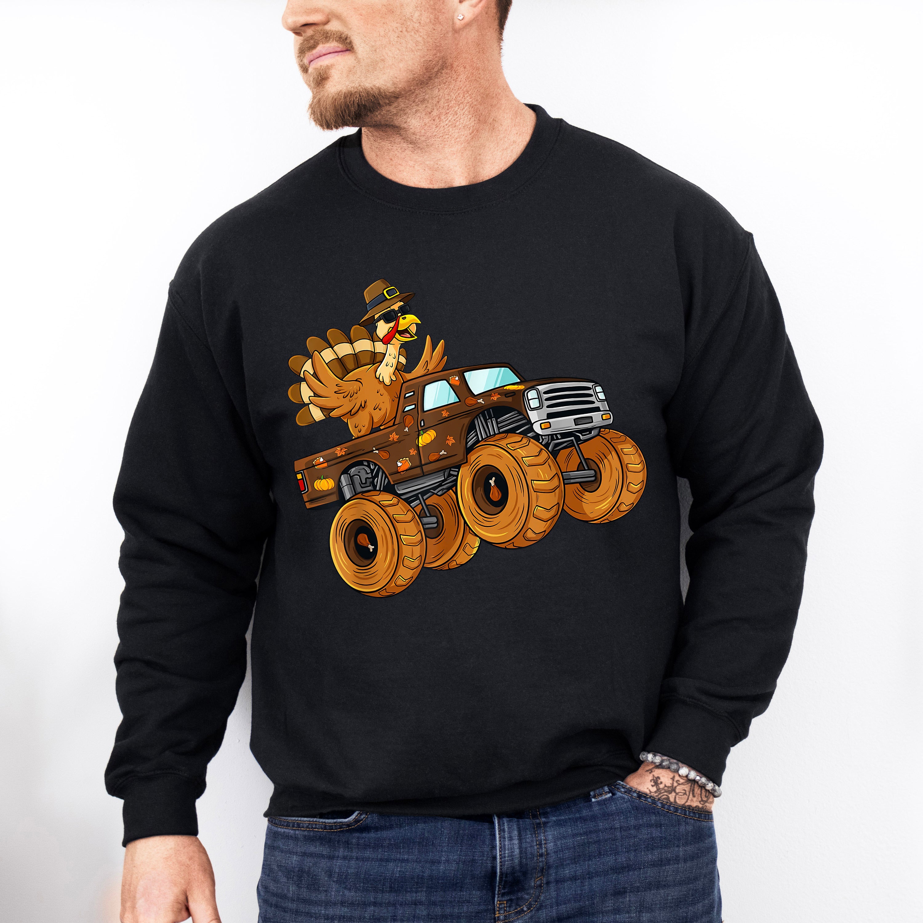 Turkey Monster Truck - Thanksgiving Unisex Crewneck T-Shirt Sweatshirt Hoodie