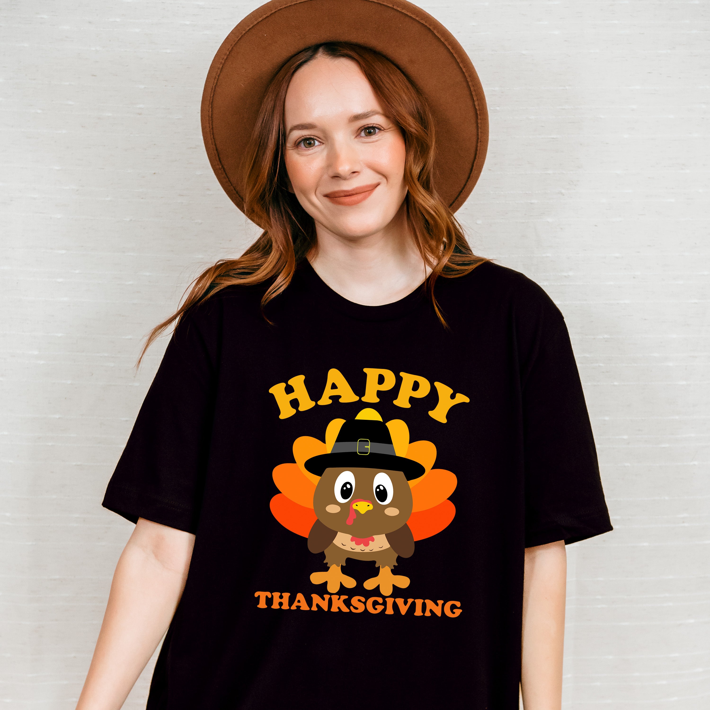 Happy Thanksgiving Fedora Turkey - Thanksgiving Unisex Crewneck T-Shirt Sweatshirt Hoodie