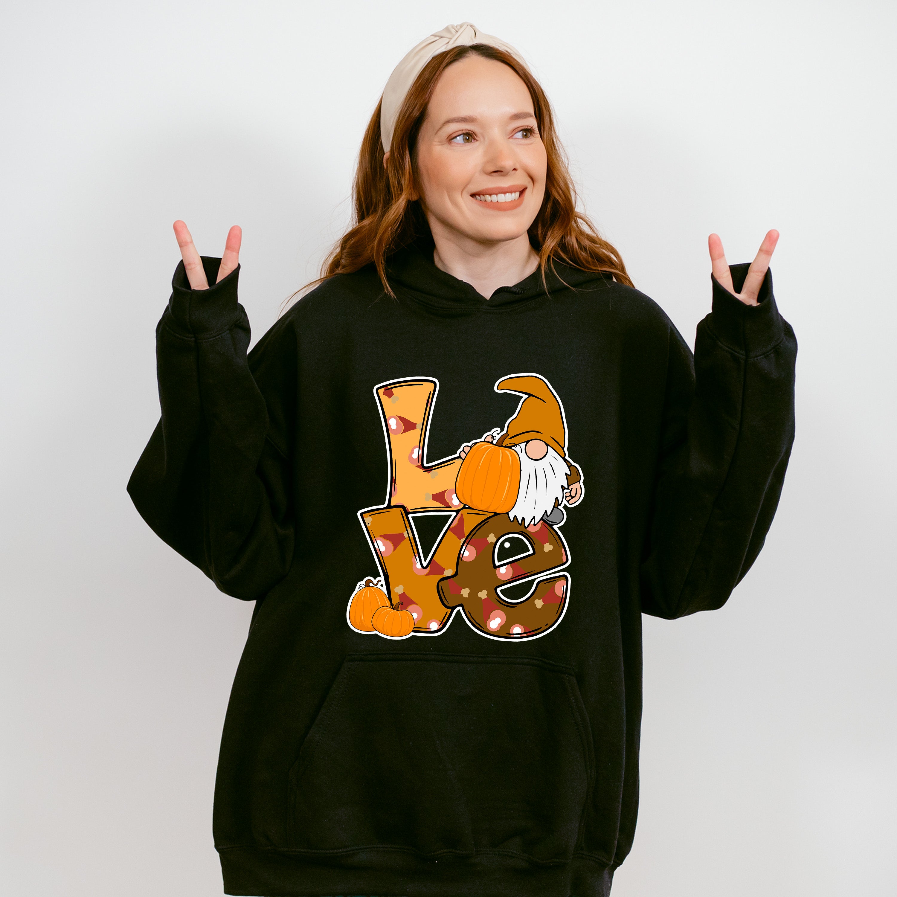 Love Gnome And Pumpkins - Thanksgiving Unisex Crewneck T-Shirt Sweatshirt Hoodie