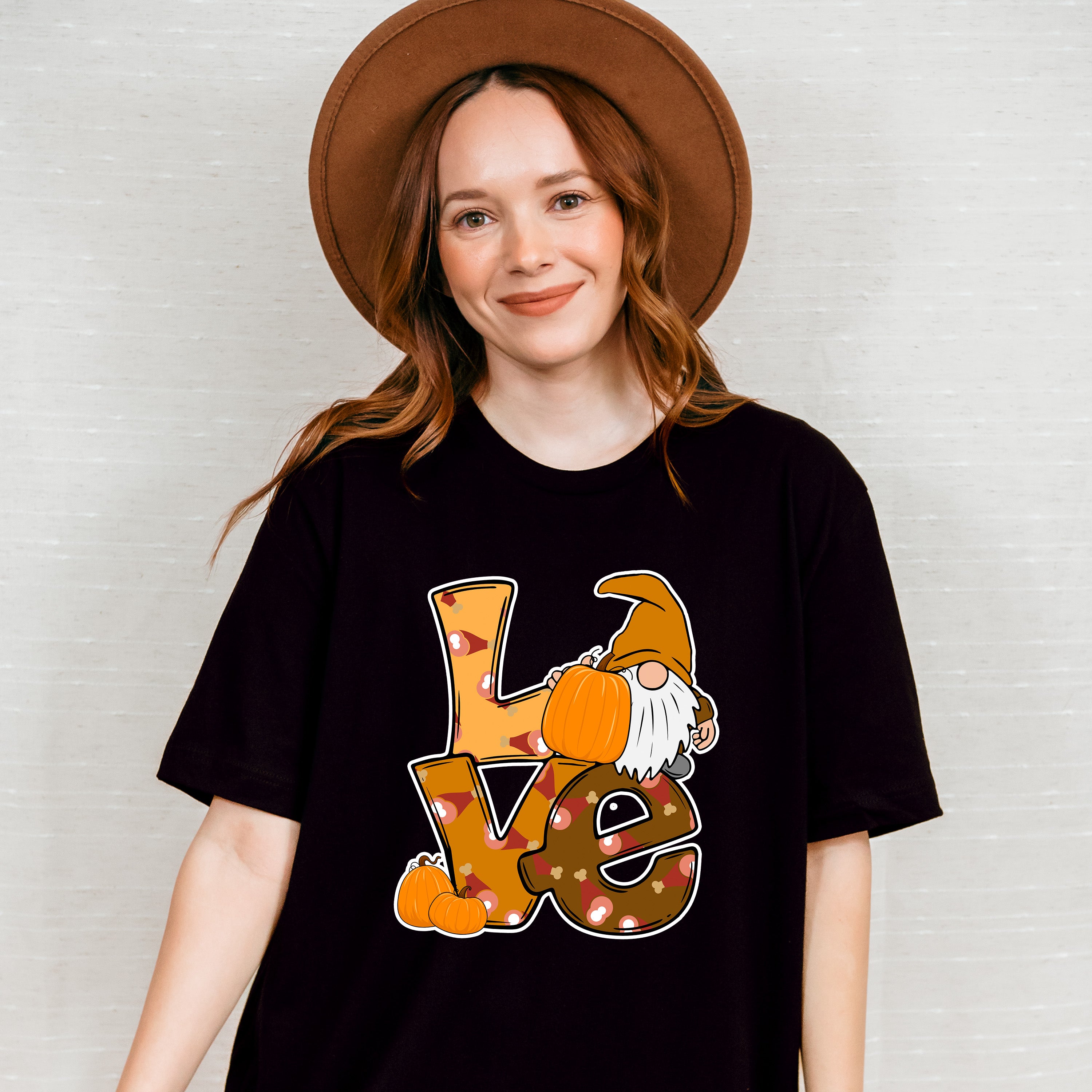 Love Gnome And Pumpkins - Thanksgiving Unisex Crewneck T-Shirt Sweatshirt Hoodie