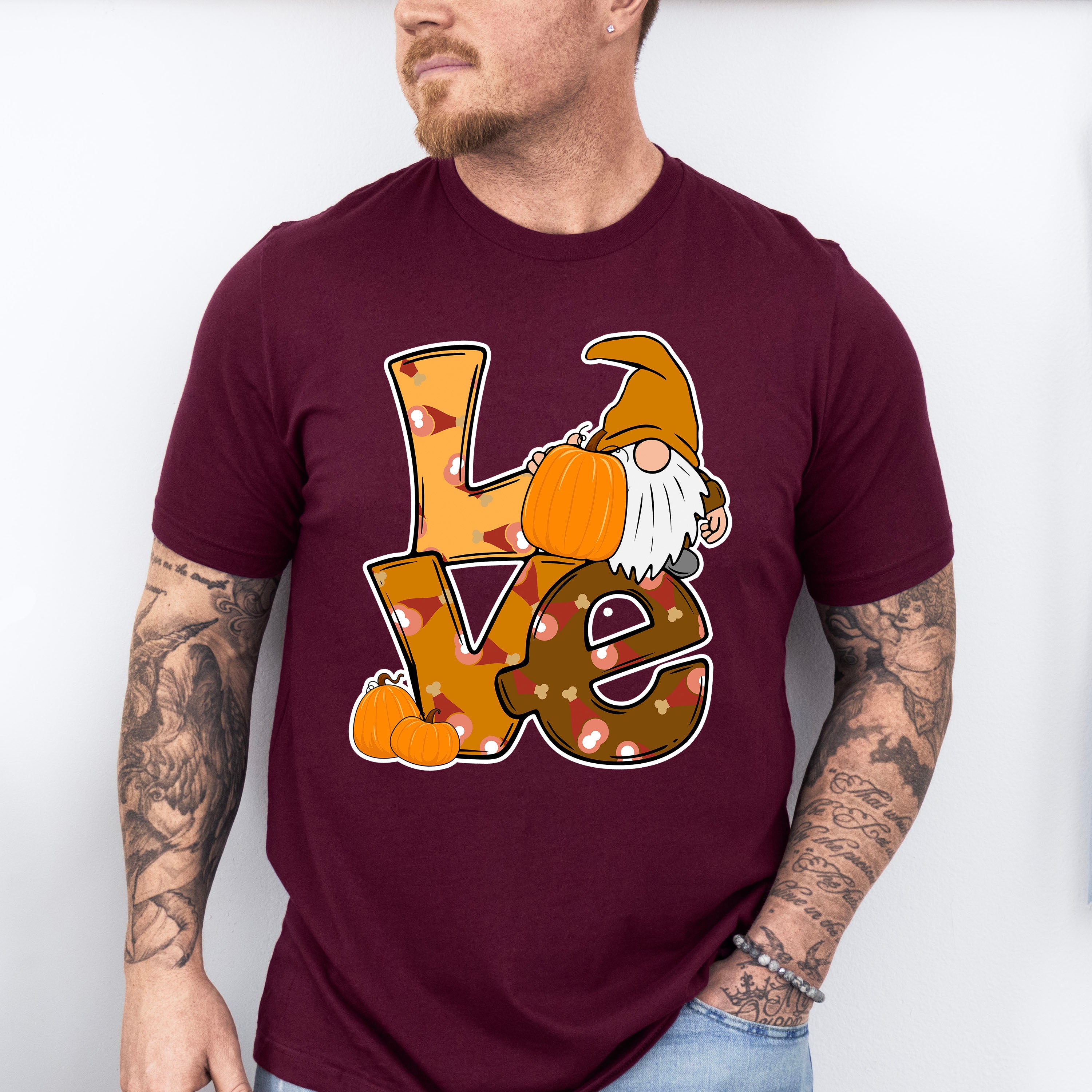 Love Gnome And Pumpkins - Thanksgiving Unisex Crewneck T-Shirt Sweatshirt Hoodie