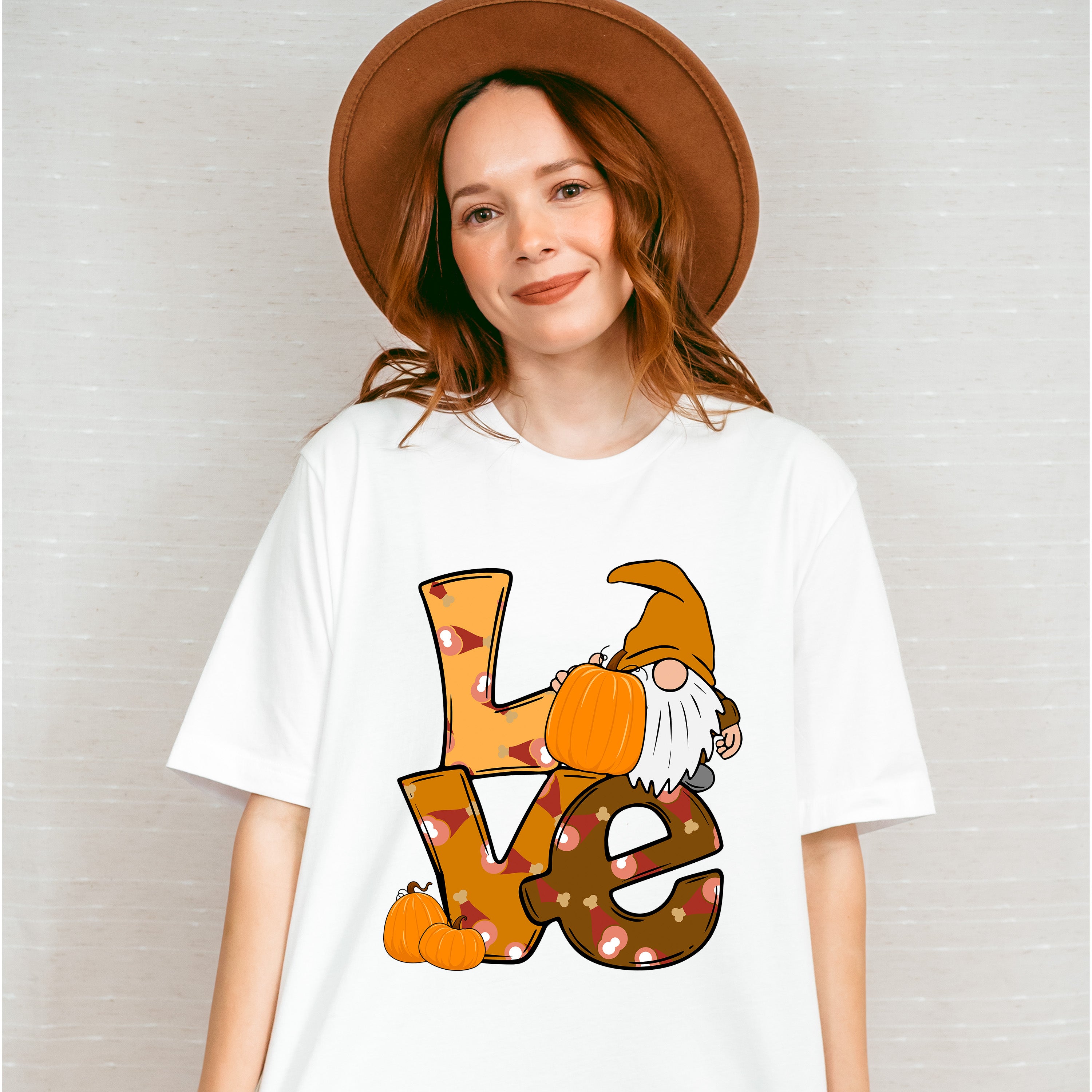 Love Gnome And Pumpkins - Thanksgiving Unisex Crewneck T-Shirt Sweatshirt Hoodie