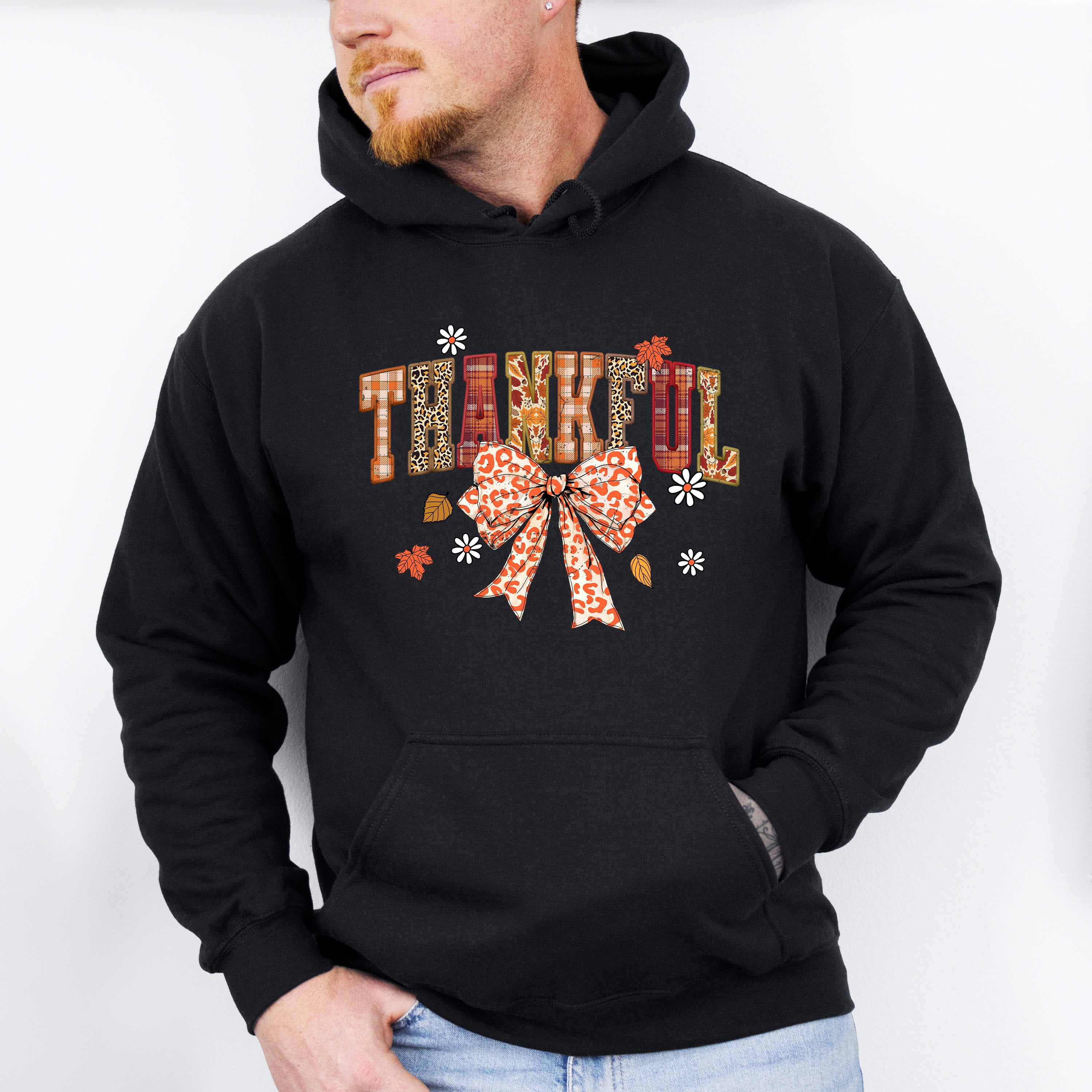 Thankful Orange Ribbon - Thanksgiving Unisex Crewneck T-Shirt Sweatshirt Hoodie