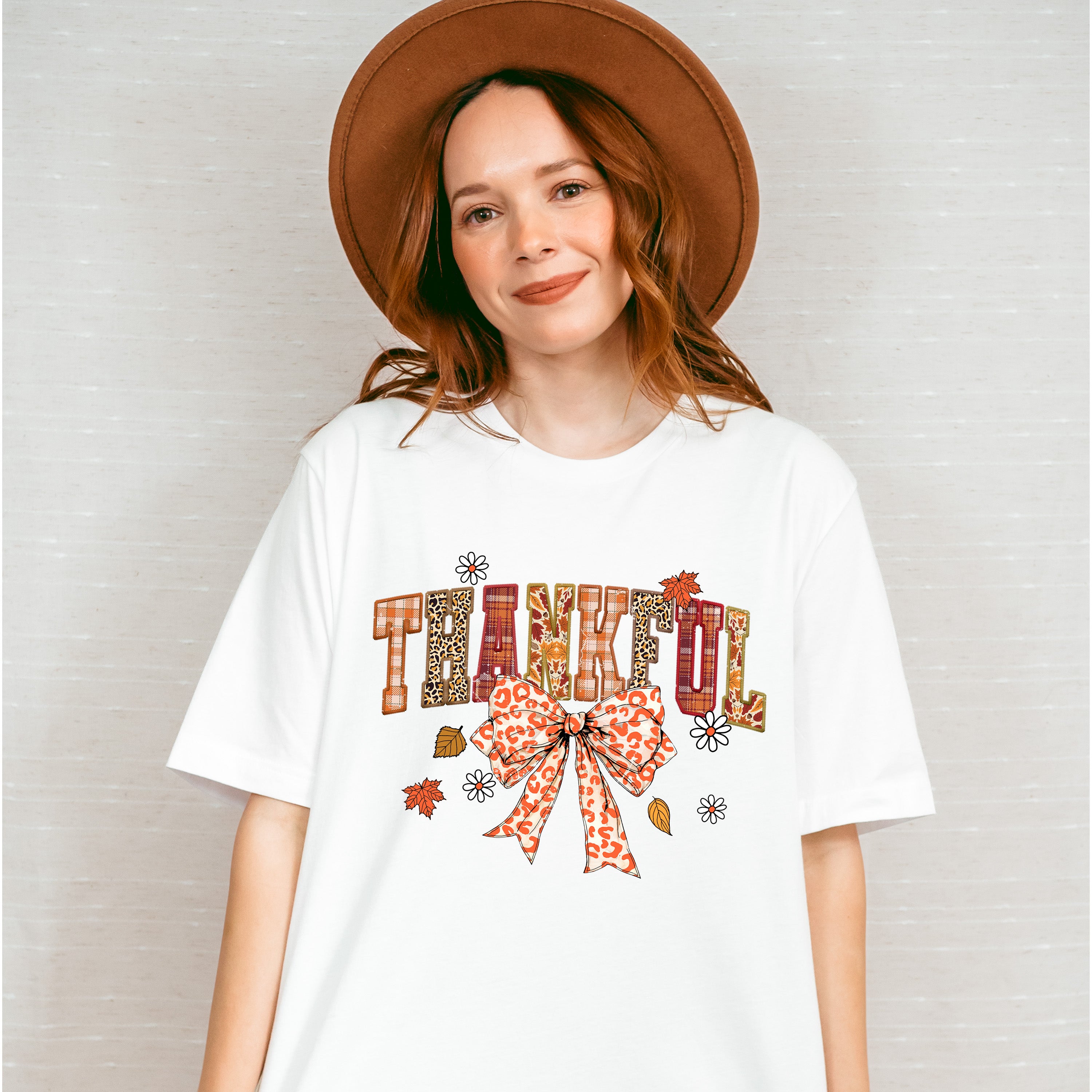 Thankful Orange Ribbon - Thanksgiving Unisex Crewneck T-Shirt Sweatshirt Hoodie