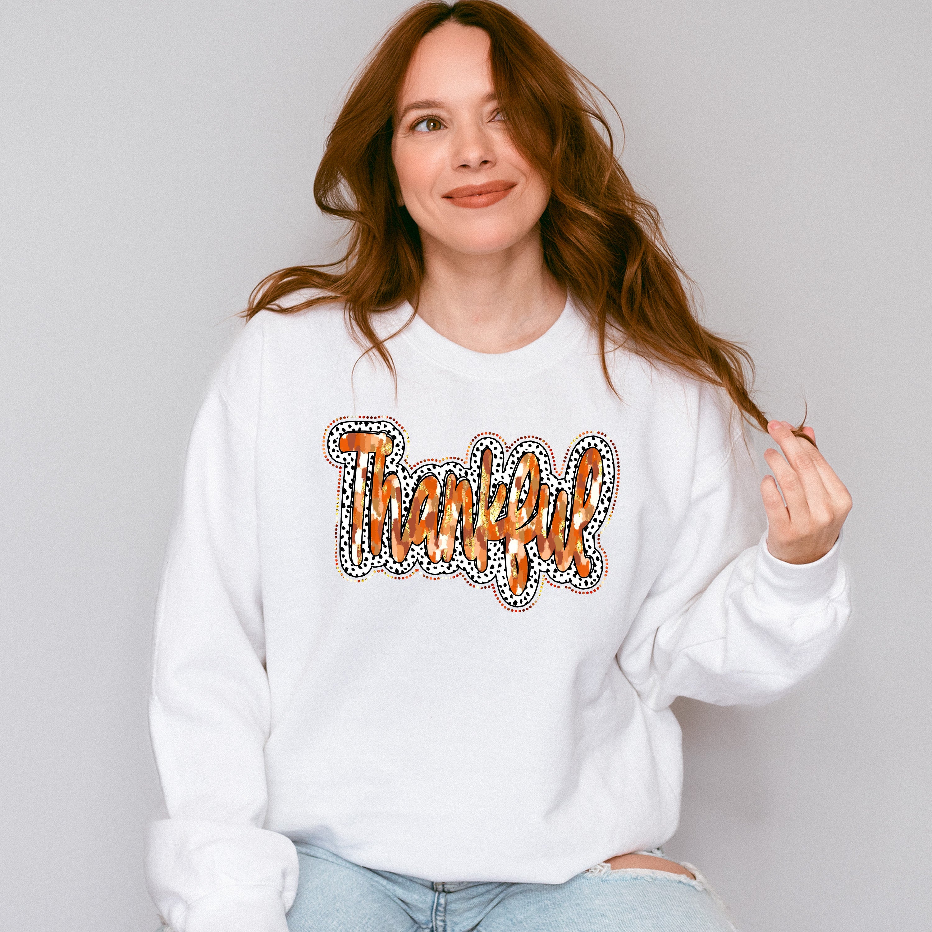 Thankful Ribbon White And Ribbon - Thanksgiving Unisex Crewneck T-Shirt Sweatshirt Hoodie