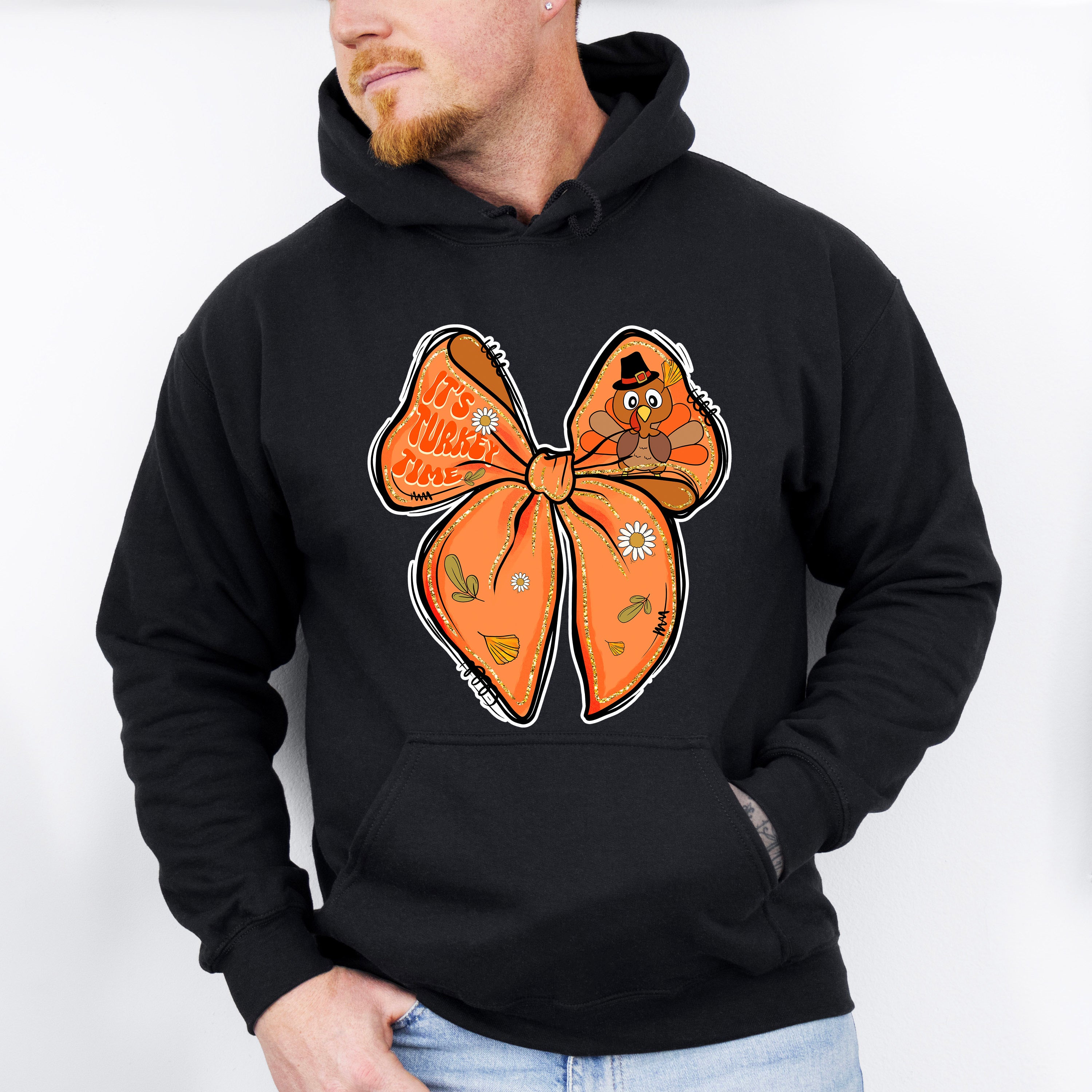 It's Turkey Time Orange Ribbon - Thanksgiving Unisex Crewneck T-Shirt Sweatshirt Hoodie