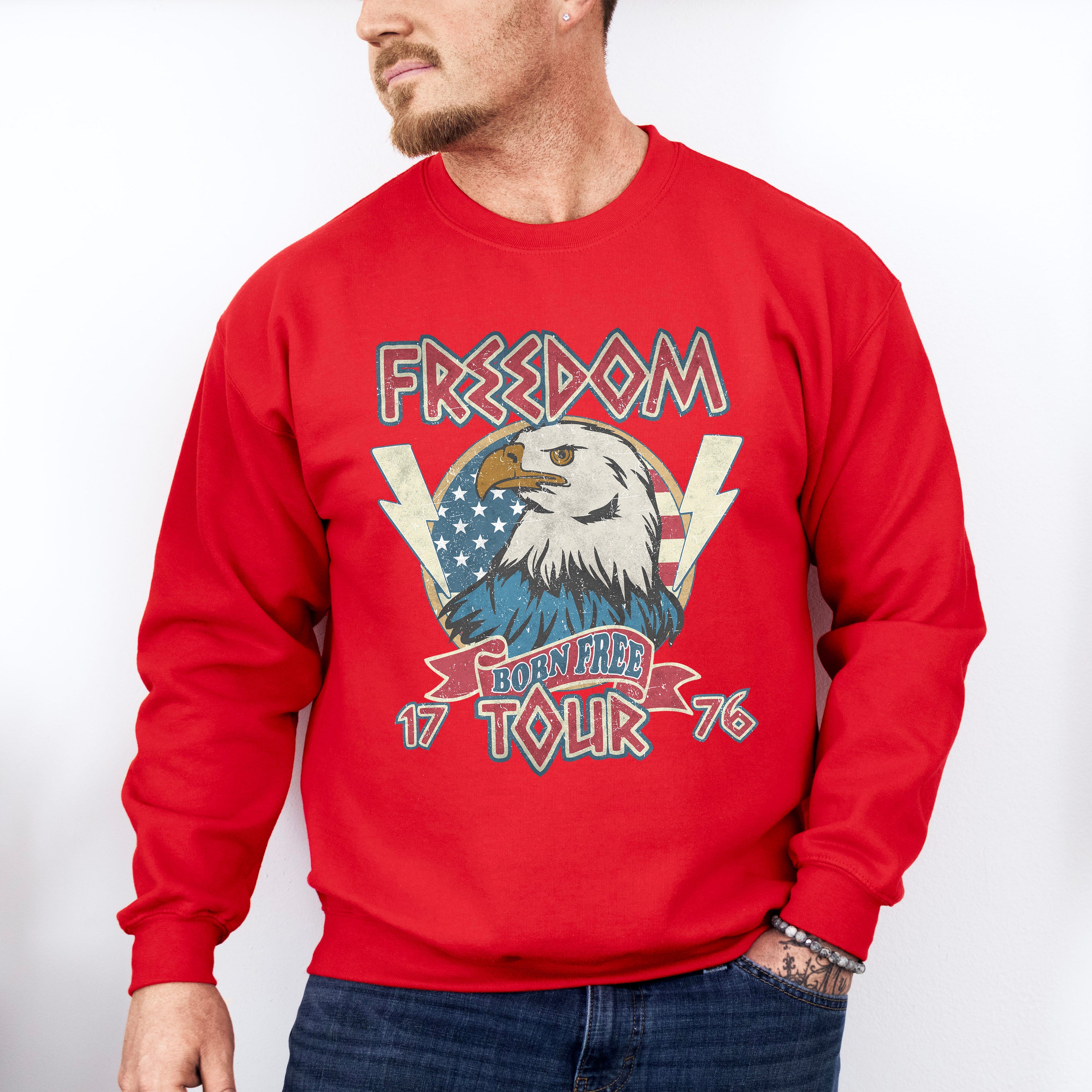 America Ribbon 4Th Of July Unisex Crewneck T-Shirt Sweatshirt Hoodie