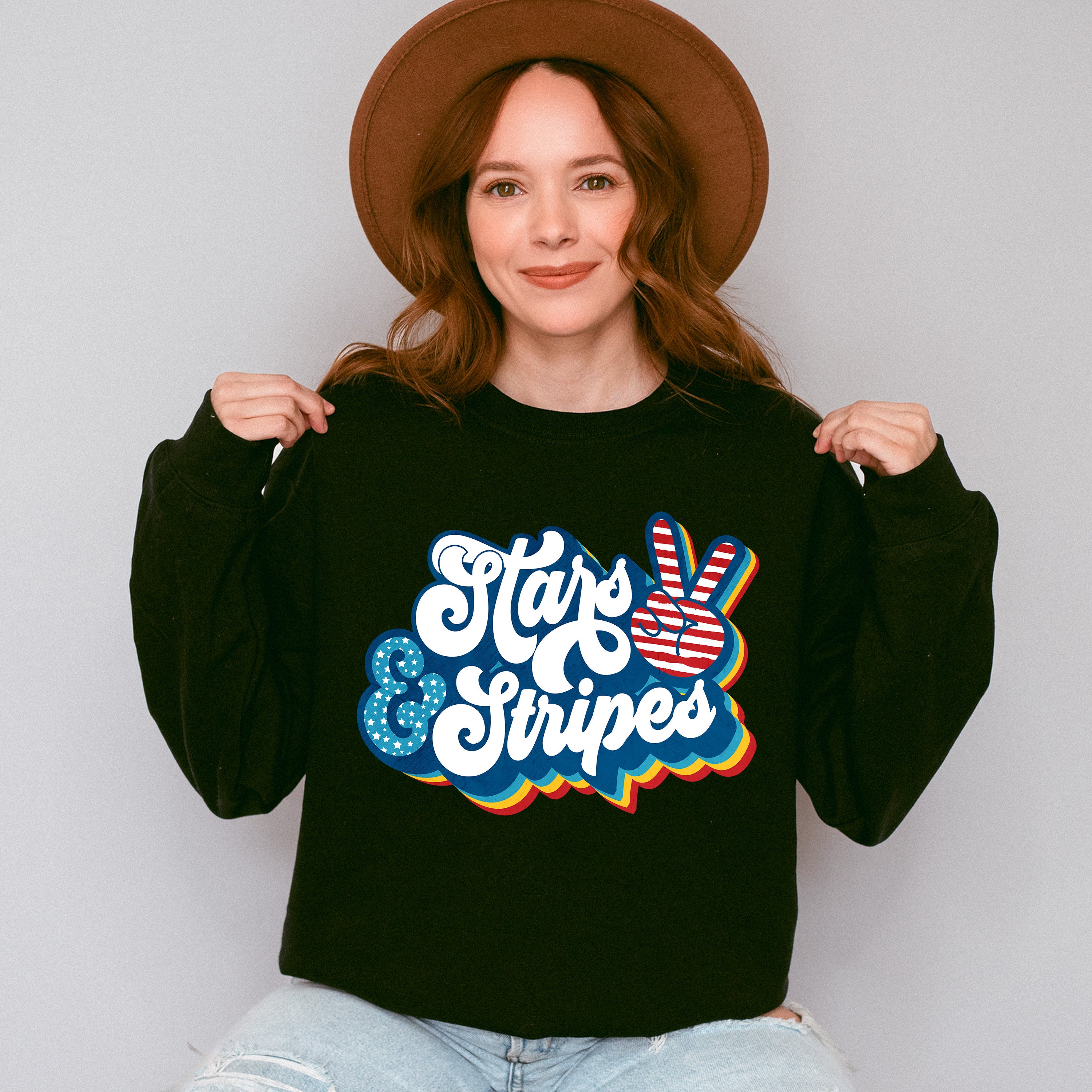 Stars And Stripes Blue Design - 4th Of July Unisex Crewneck T-Shirt Sweatshirt Hoodie