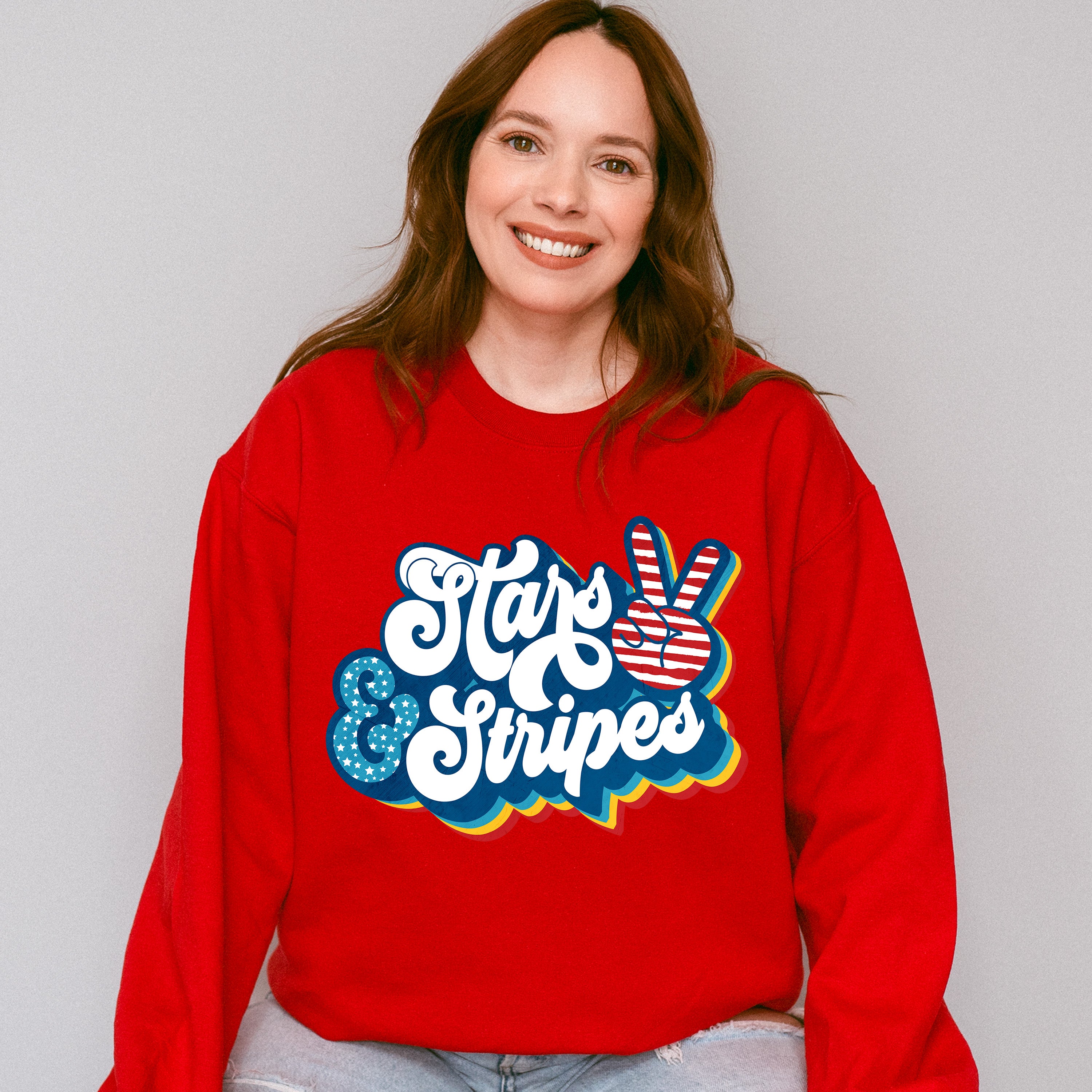Stars And Stripes Blue Design - 4th Of July Unisex Crewneck T-Shirt Sweatshirt Hoodie