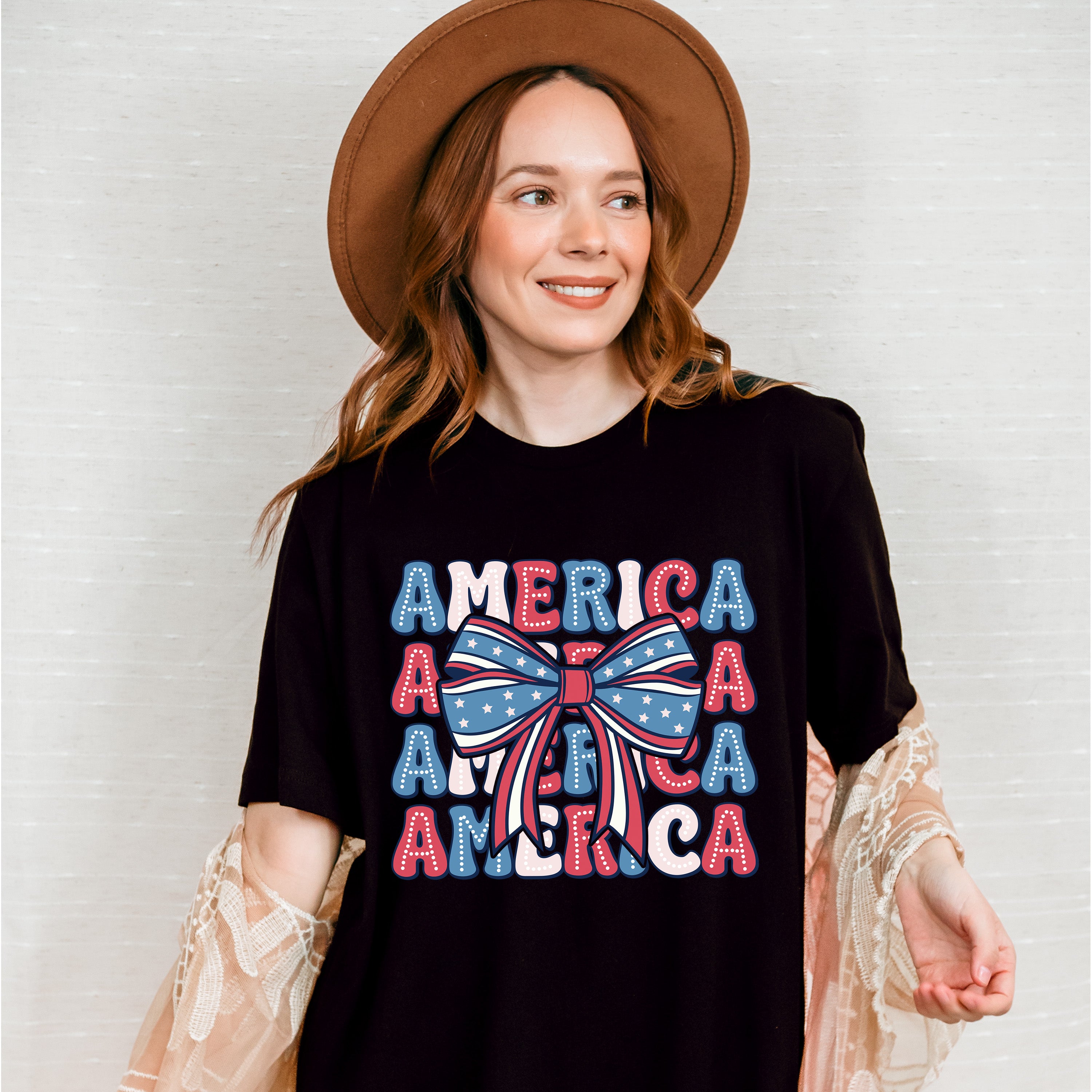America Ribbon 4Th Of July Unisex Crewneck T-Shirt Sweatshirt Hoodie