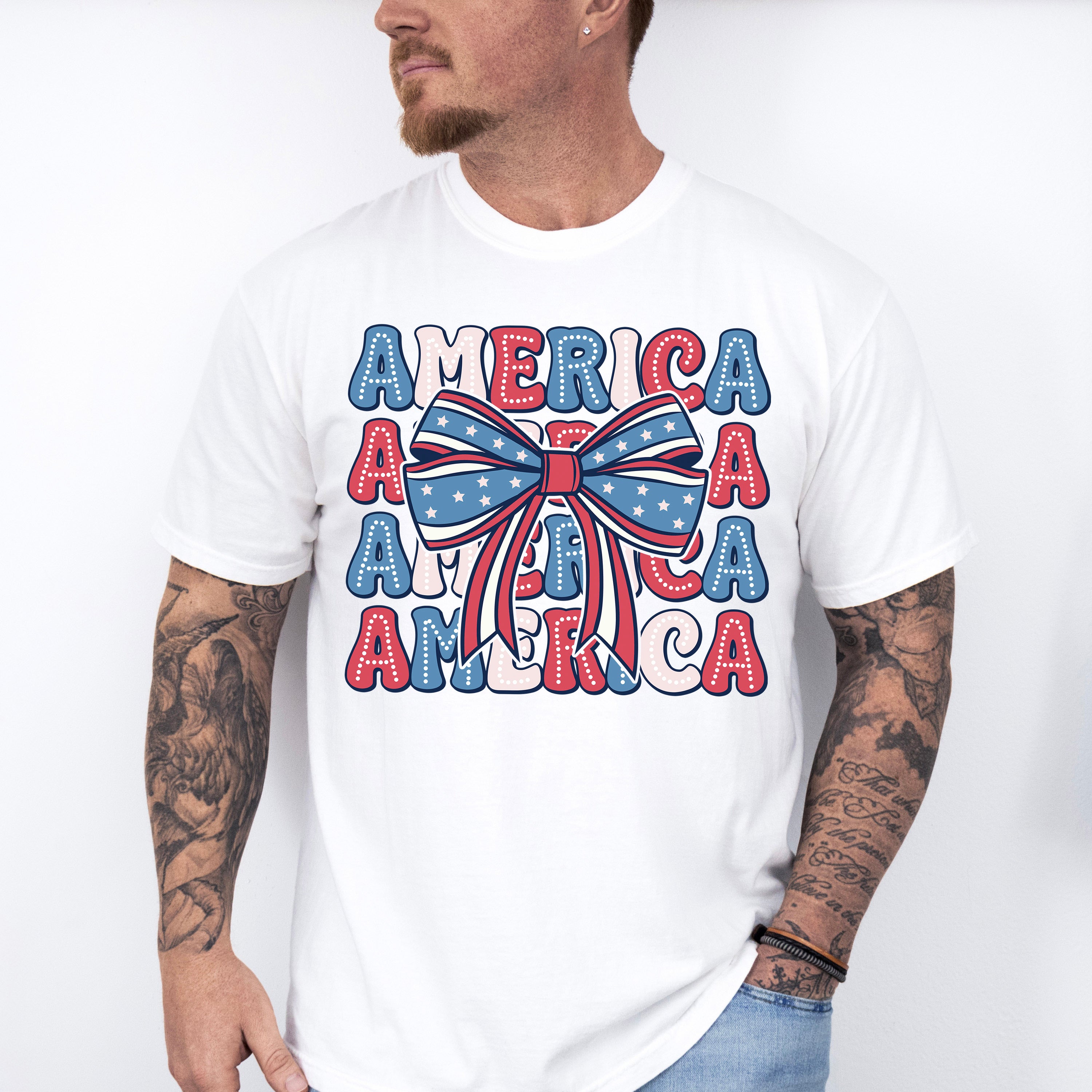 America Ribbon 4Th Of July Unisex Crewneck T-Shirt Sweatshirt Hoodie