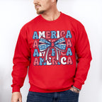 America Ribbon 4Th Of July Unisex Crewneck T-Shirt Sweatshirt Hoodie